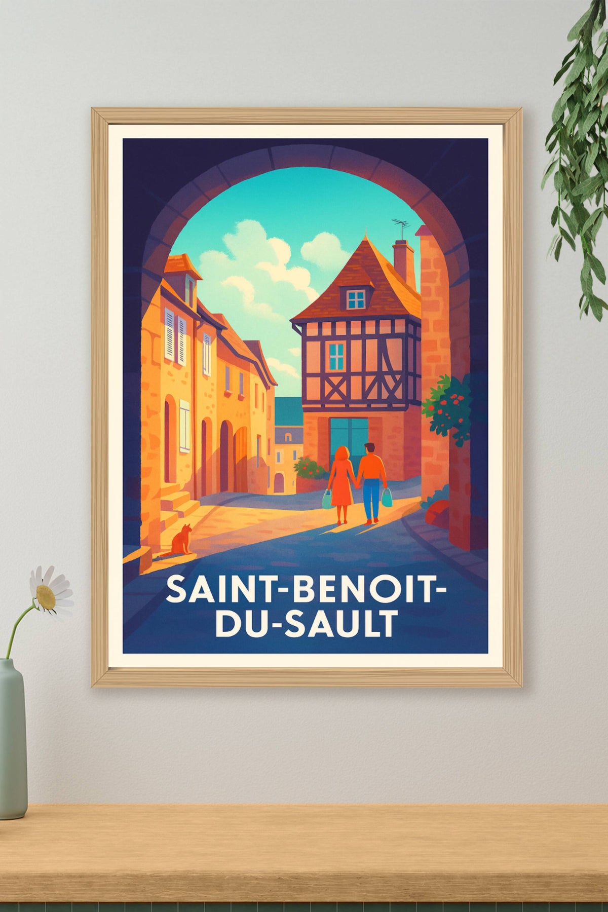 Affiche Saint-Benoît-du-Sault — Charme médiéval envoûtant · poster d'art de Saint-Benoît-du-Sault