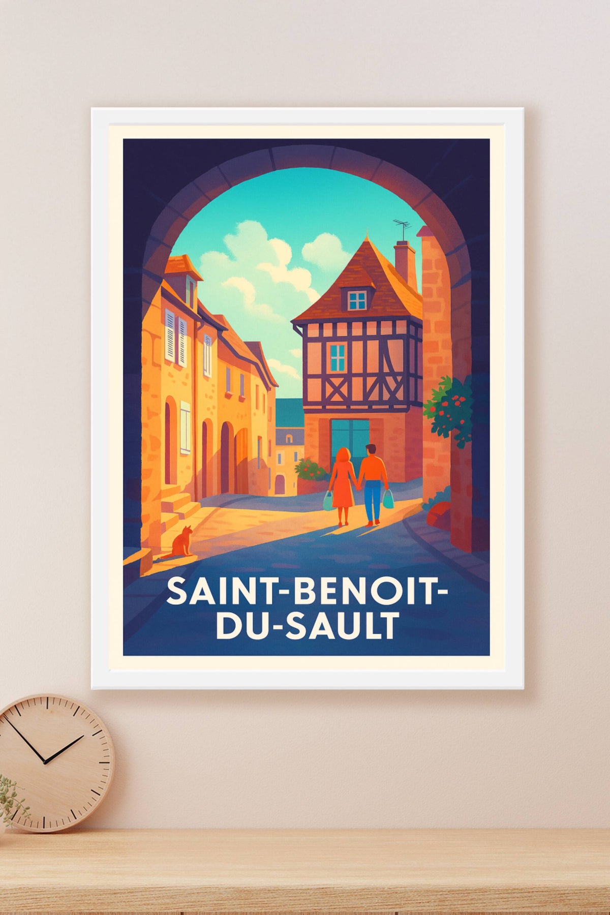 Affiche Saint-Benoît-du-Sault — Charme médiéval envoûtant · poster d'art de Saint-Benoît-du-Sault
