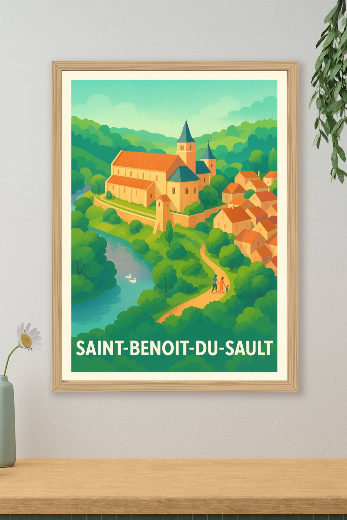 Affiche Saint-Benoît-du-Sault — Charme médiéval et nature préservée · poster d'art de Saint-Benoît-du-Sault