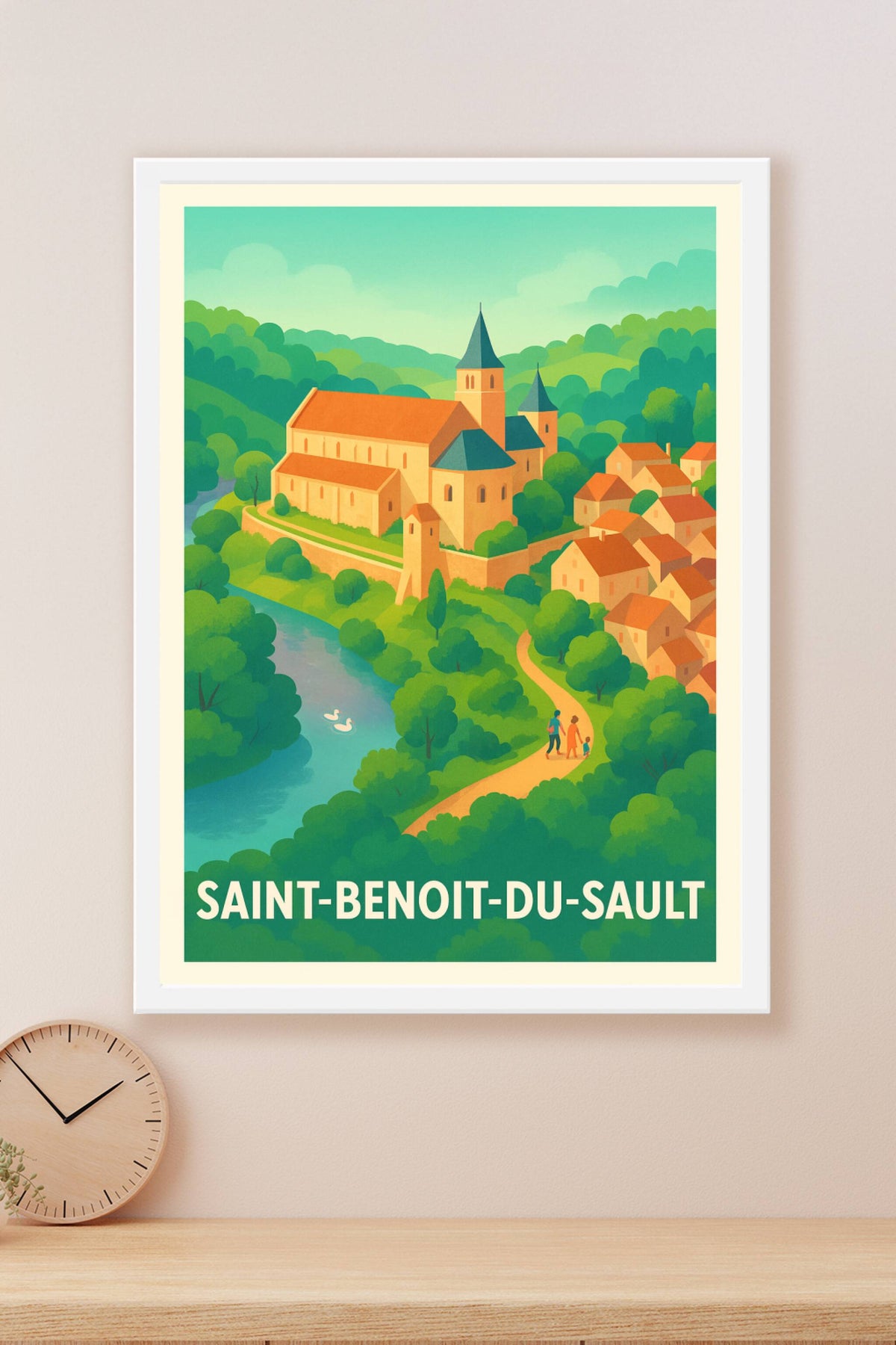 Affiche Saint-Benoît-du-Sault — Charme médiéval et nature préservée · poster d'art de Saint-Benoît-du-Sault