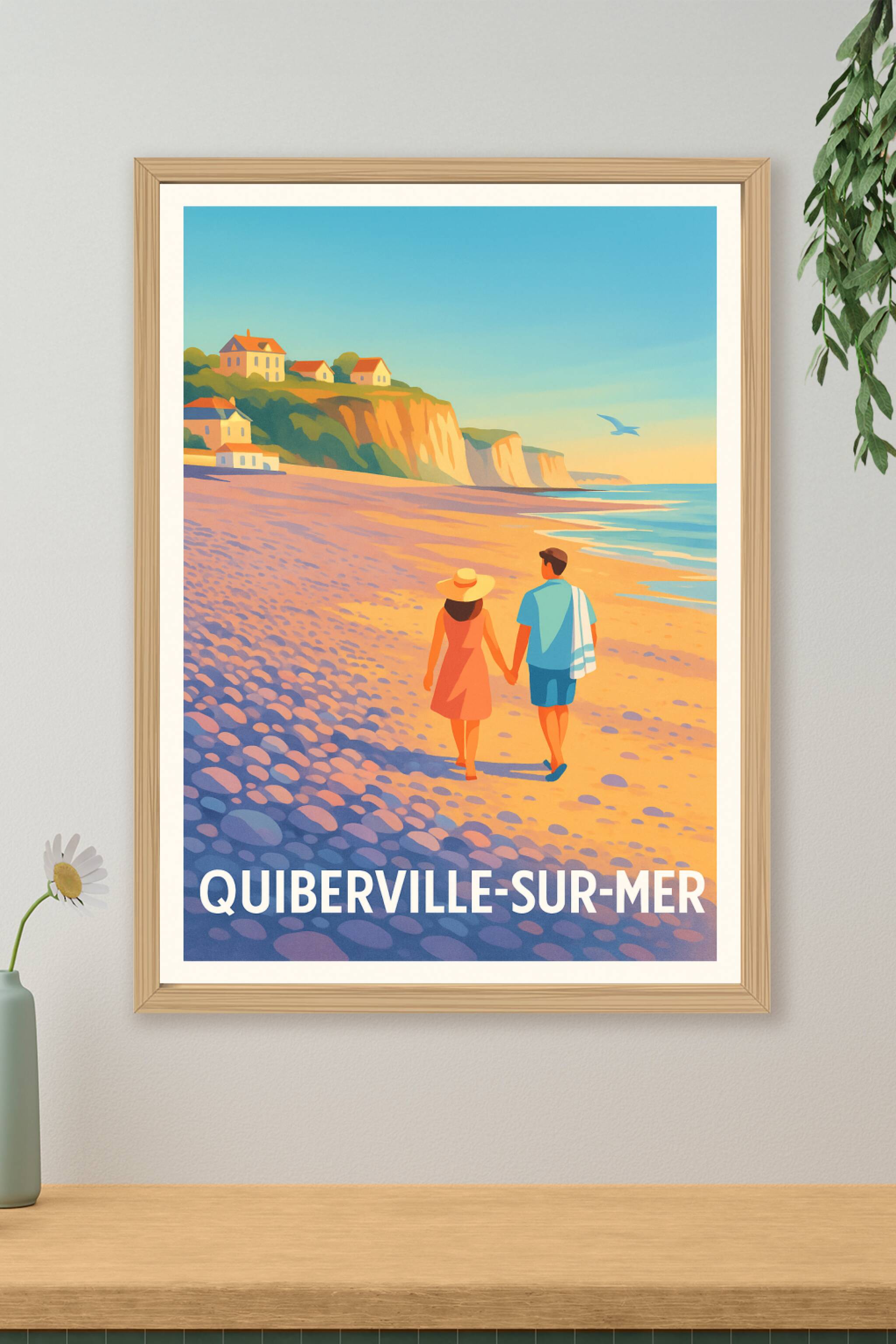 Affiche de Quiberville-sur-Mer - Promenade romantique au bord de la mer