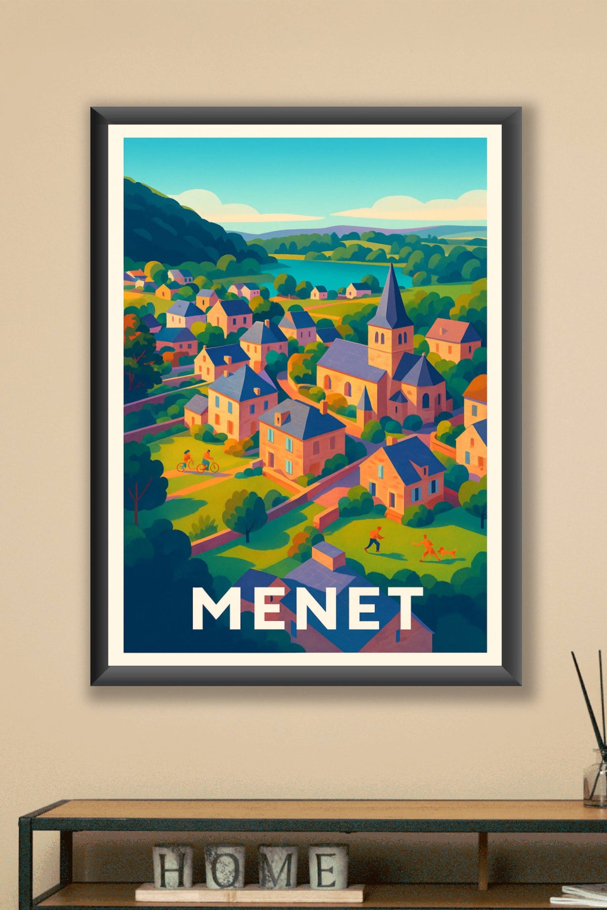 Affiche Menet — Charme paisible du village · poster d'art de Menet