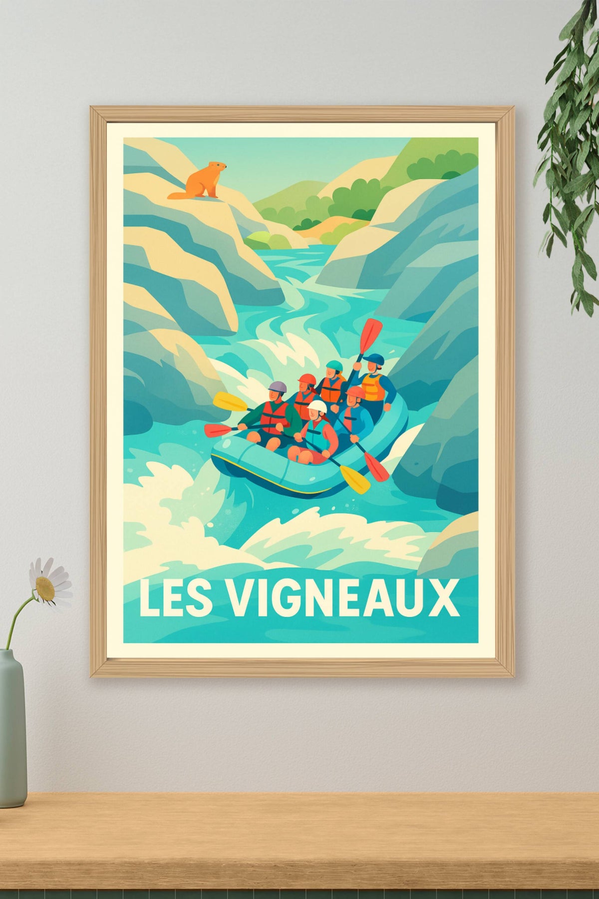 Affiche Les Vigneaux — Aventure et sensations fortes en rafting · poster d'art de Les Vigneaux