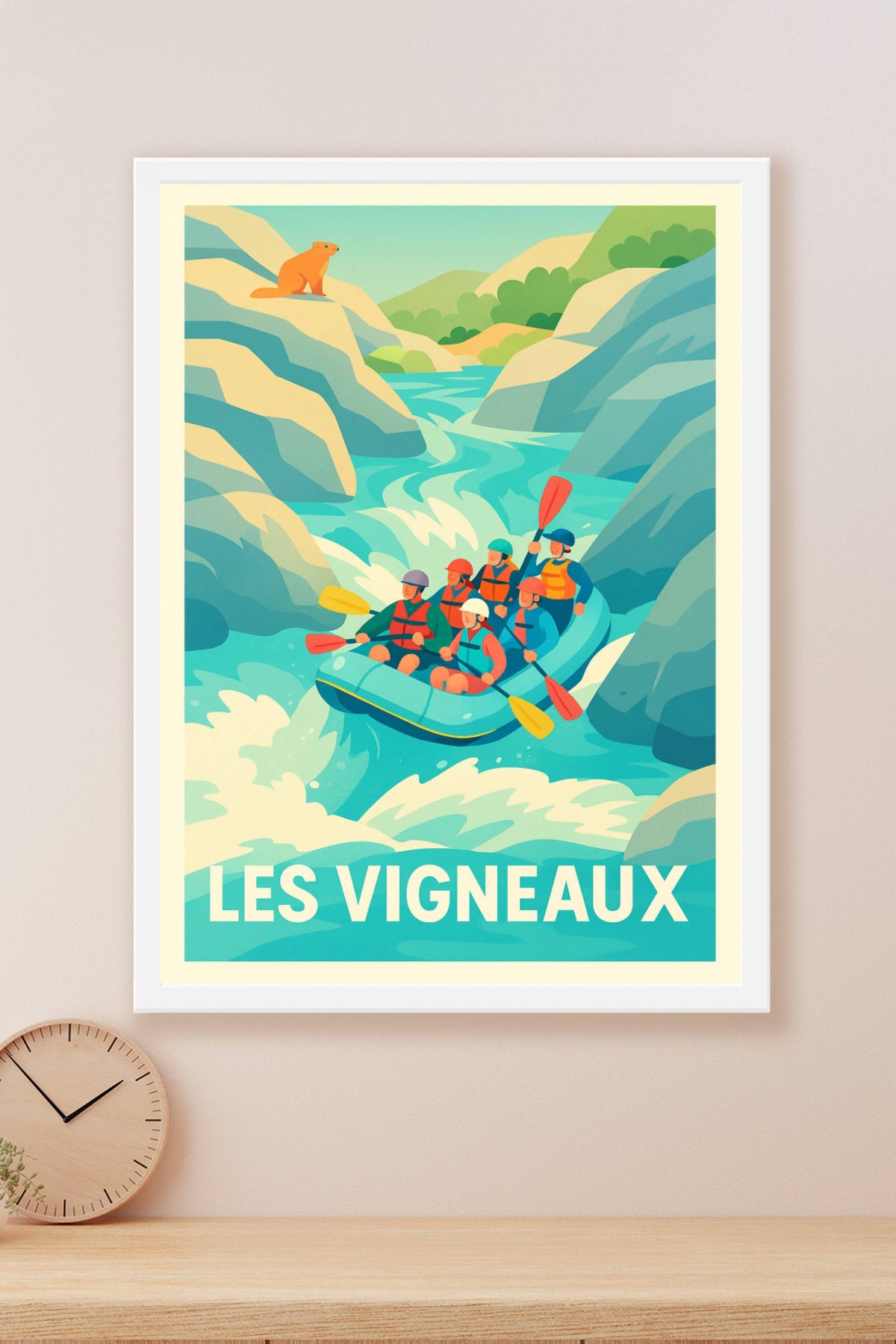 Affiche Les Vigneaux — Aventure et sensations fortes en rafting · poster d'art de Les Vigneaux