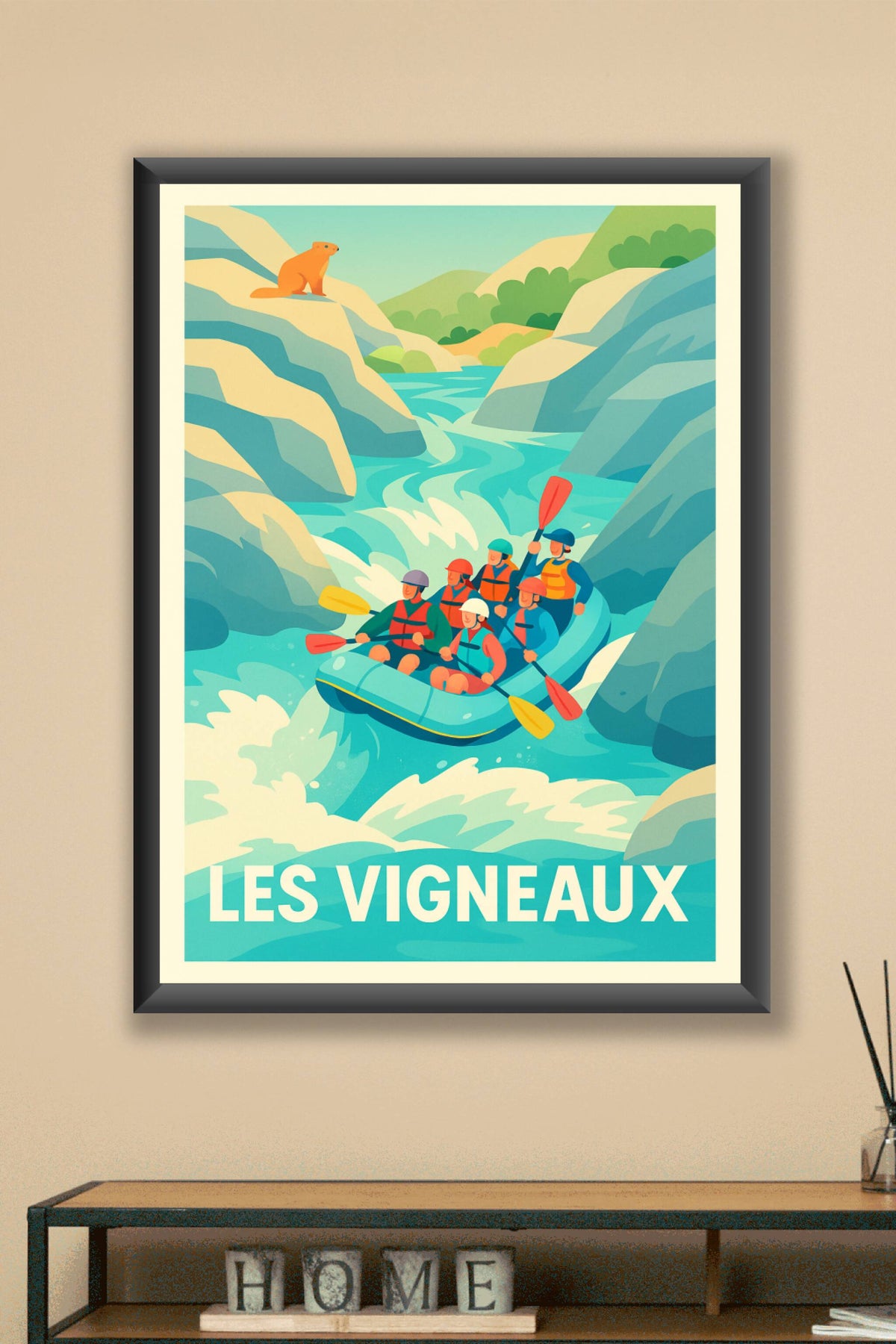 Affiche Les Vigneaux — Aventure et sensations fortes en rafting · poster d'art de Les Vigneaux