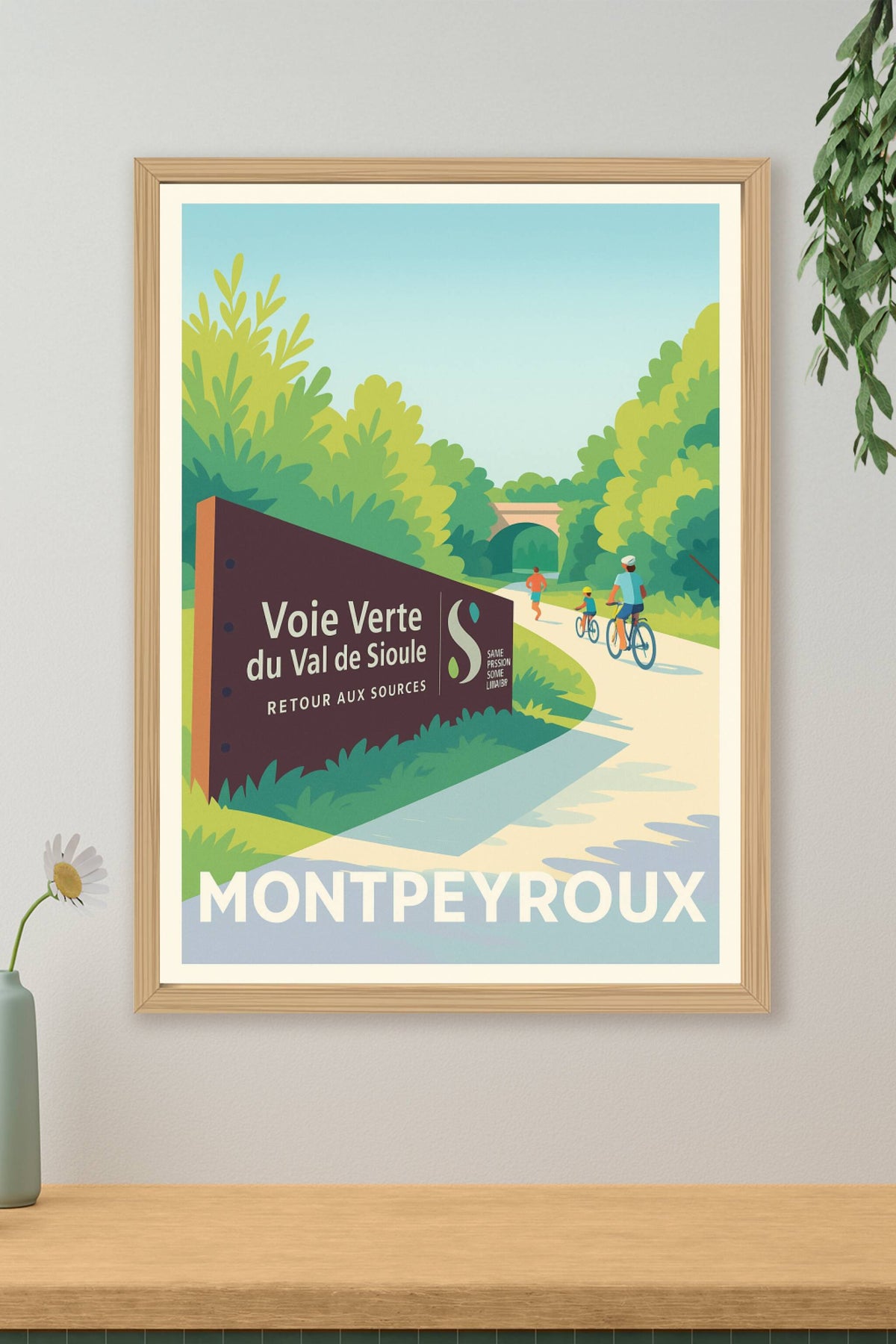 Affiche Montpeyroux — Évasion nature sur la Voie Verte du Val de Sioule · poster d'art de Montpeyroux