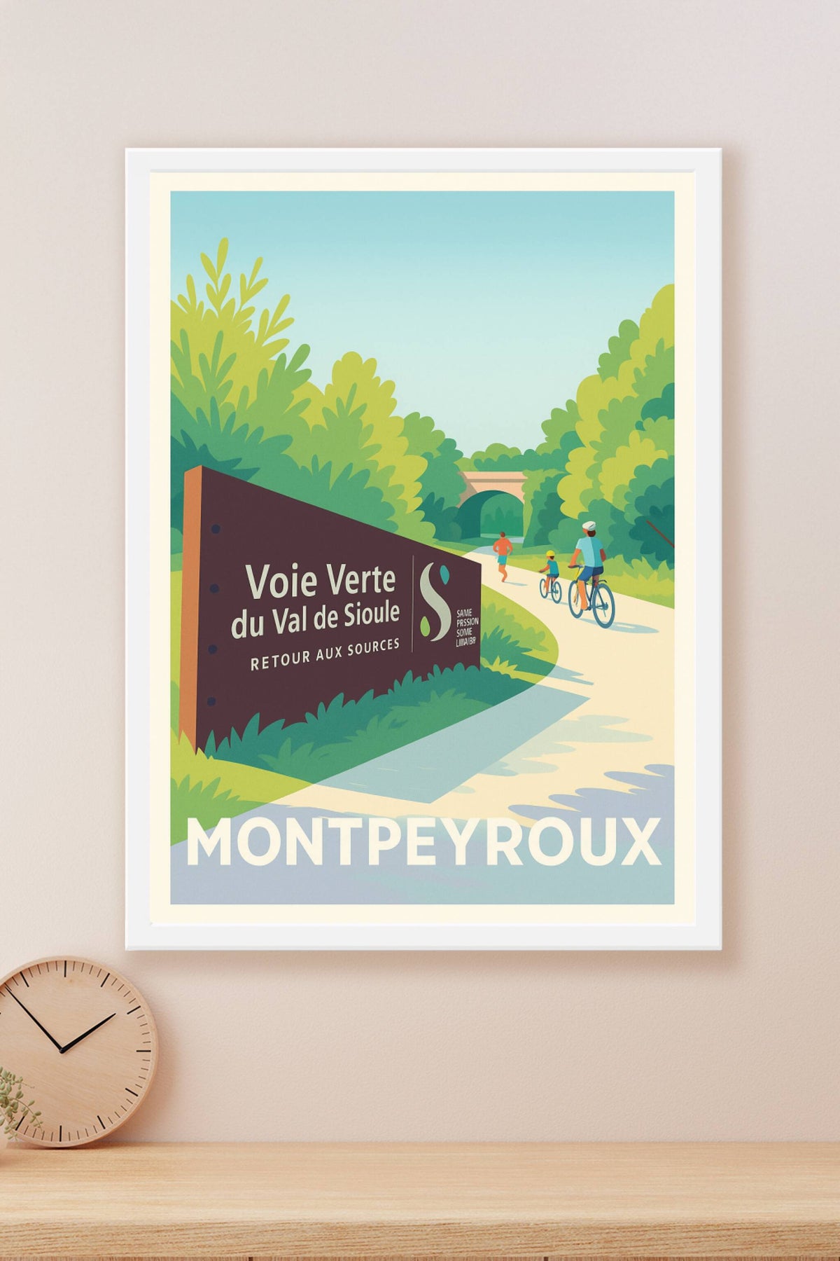 Affiche Montpeyroux — Évasion nature sur la Voie Verte du Val de Sioule · poster d'art de Montpeyroux