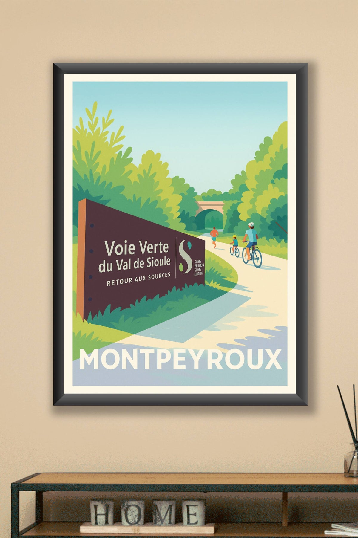 Affiche Montpeyroux — Évasion nature sur la Voie Verte du Val de Sioule · poster d'art de Montpeyroux