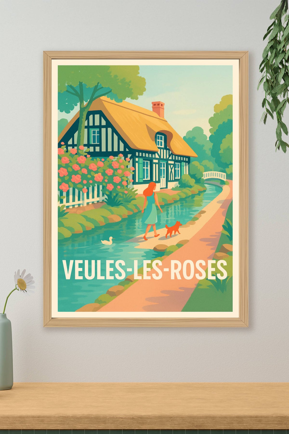Affiche Veules-les-Roses — Charmante balade au bord de l'eau · poster d'art de Veules-les-Roses