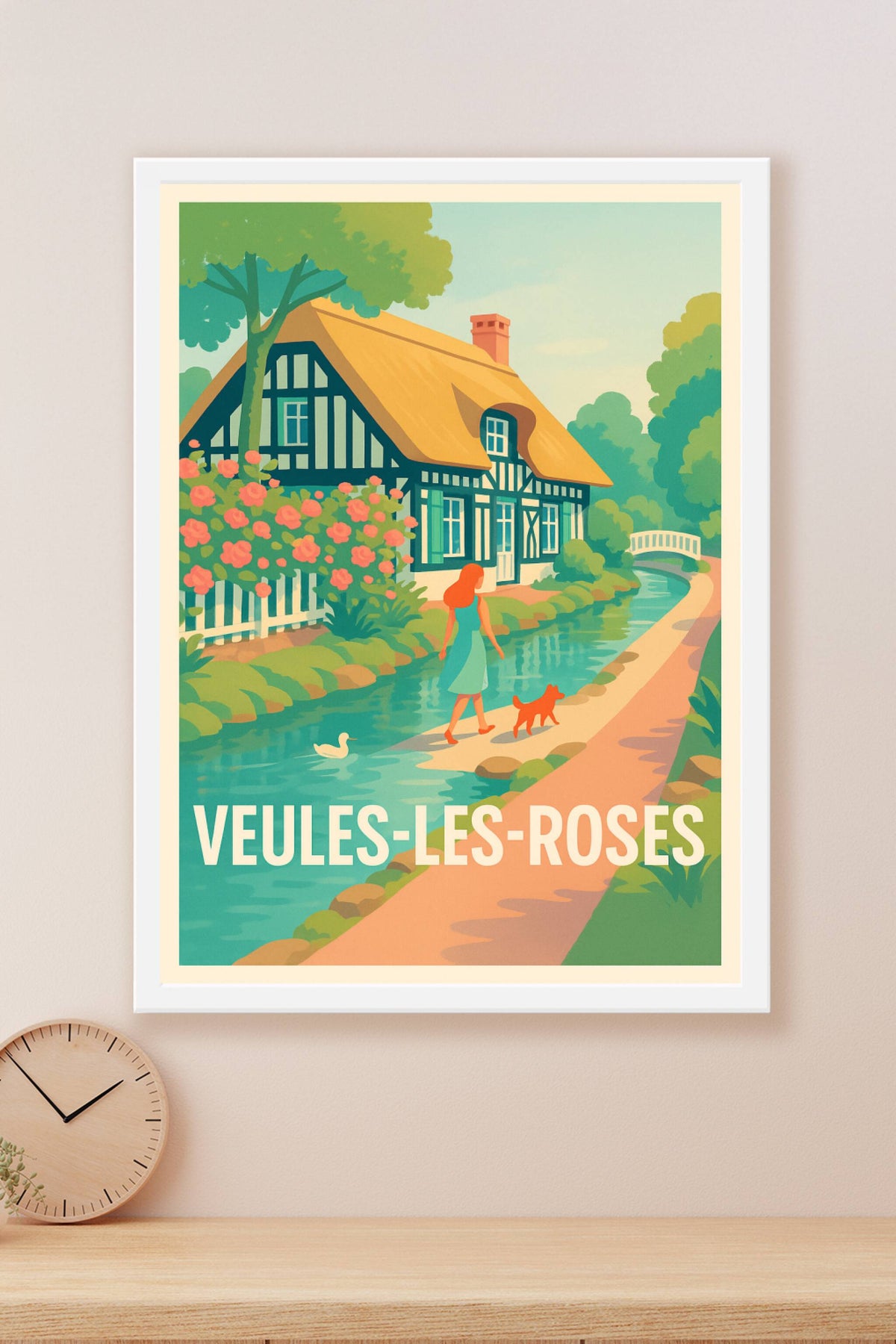 Affiche Veules-les-Roses — Charmante balade au bord de l'eau · poster d'art de Veules-les-Roses