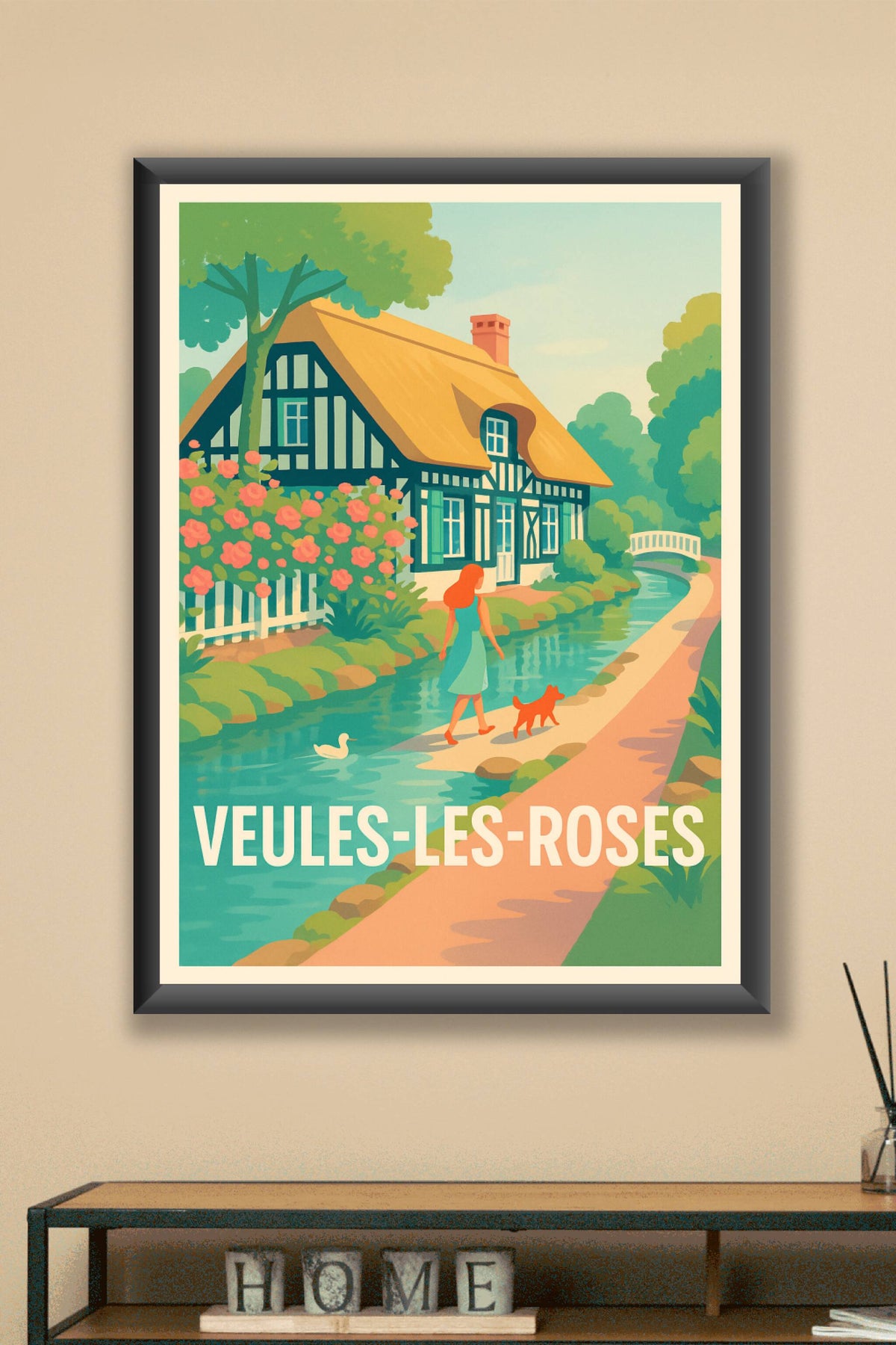 Affiche Veules-les-Roses — Charmante balade au bord de l'eau · poster d'art de Veules-les-Roses