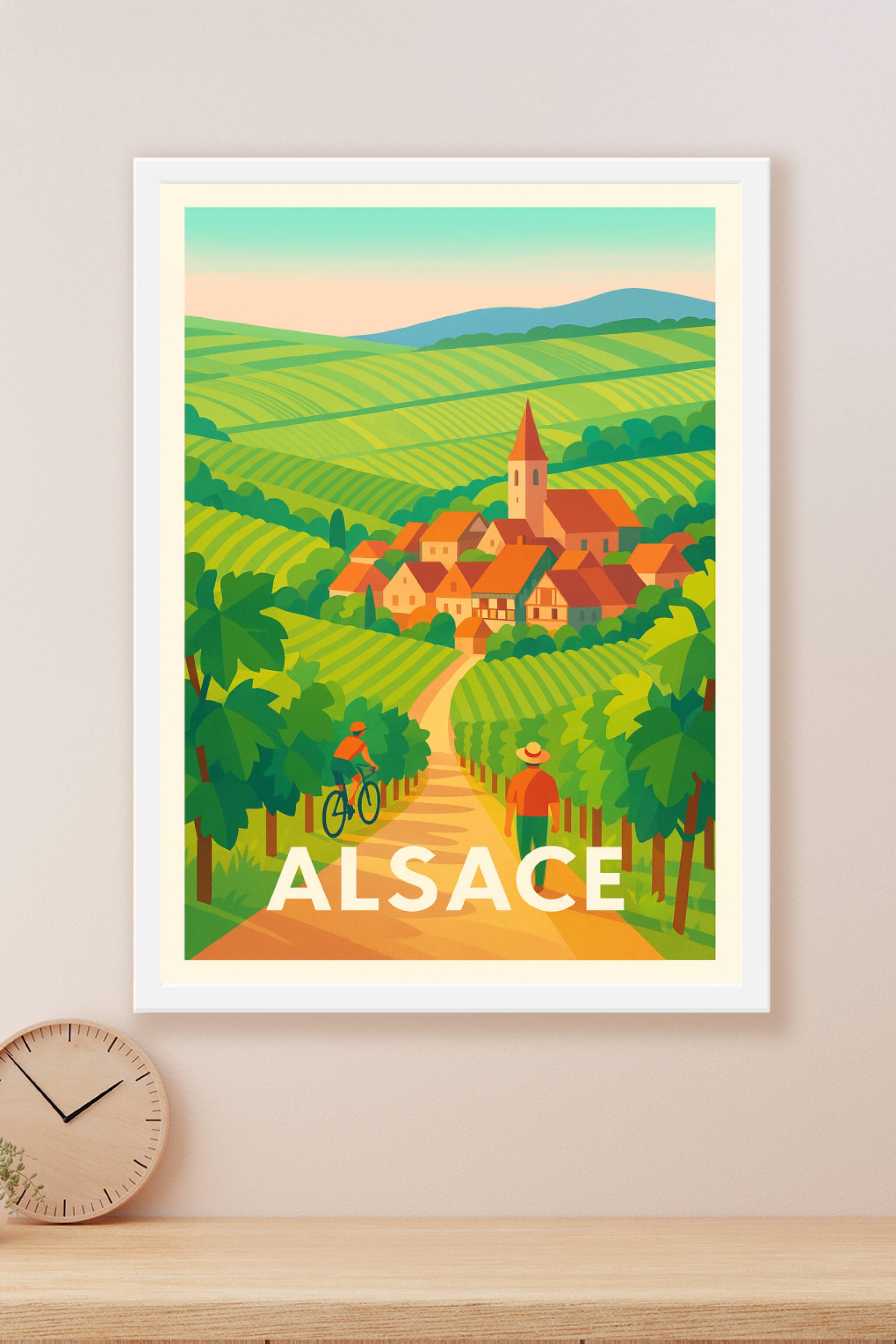 Affiche Alsace — Un séjour bucolique au cœur des vignobles · poster d'art de Alsace