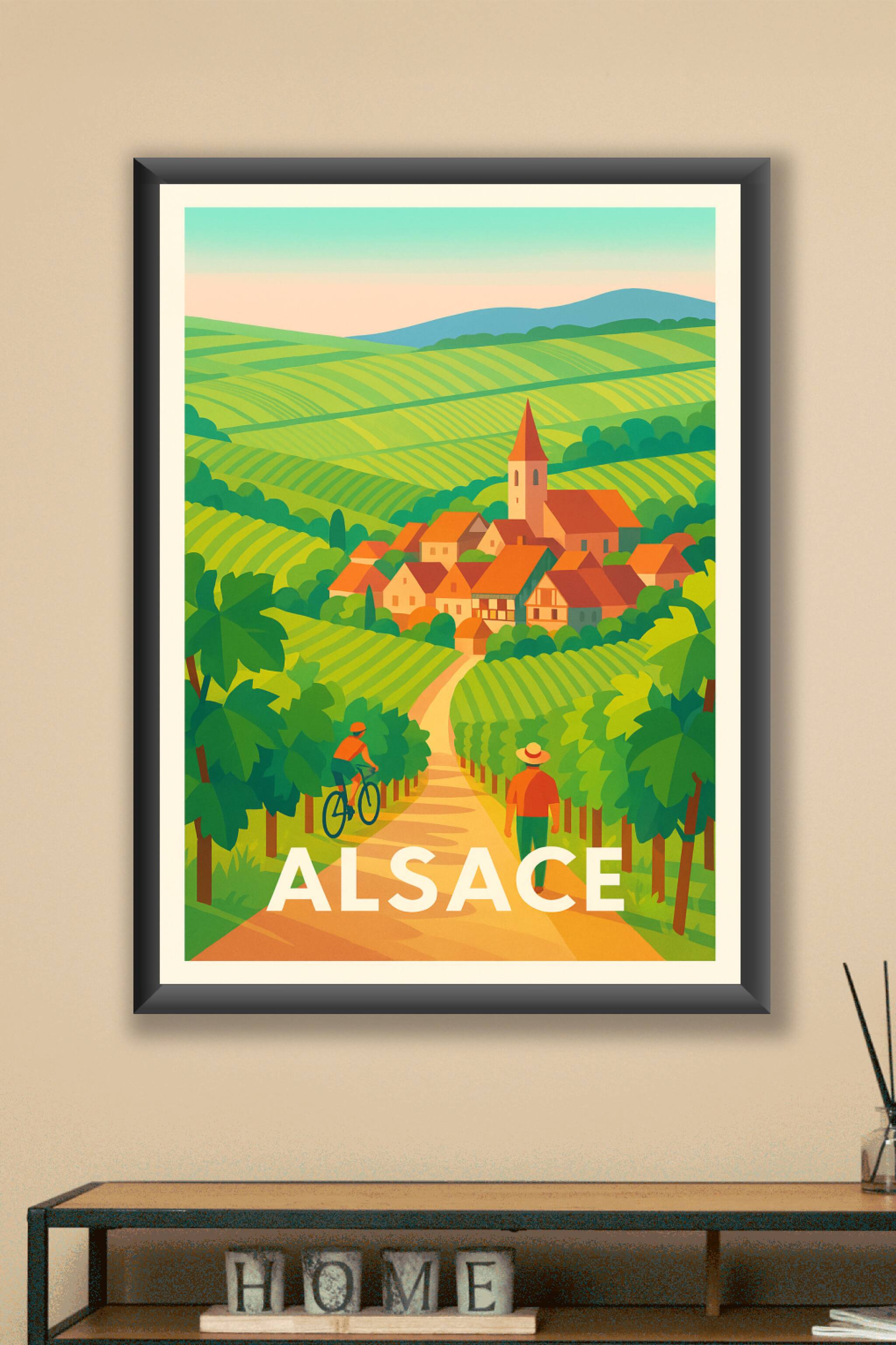 Affiche Alsace — Un séjour bucolique au cœur des vignobles · poster d'art de Alsace