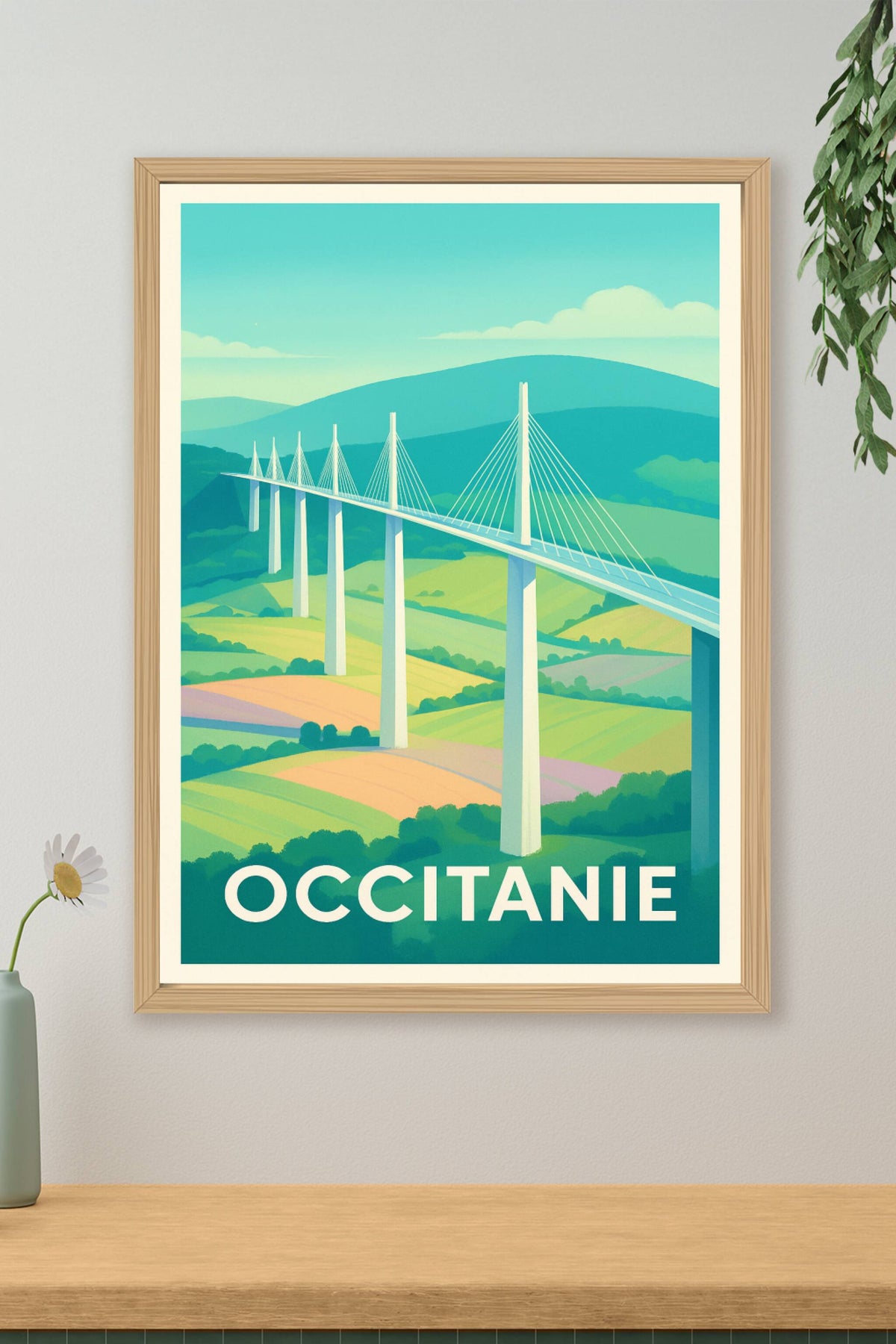 Affiche Occitanie — Le Pont iconique en majesté · poster d'art de Occitanie
