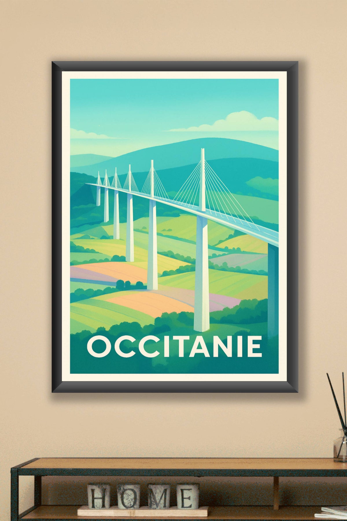 Affiche Occitanie — Le Pont iconique en majesté · poster d'art de Occitanie
