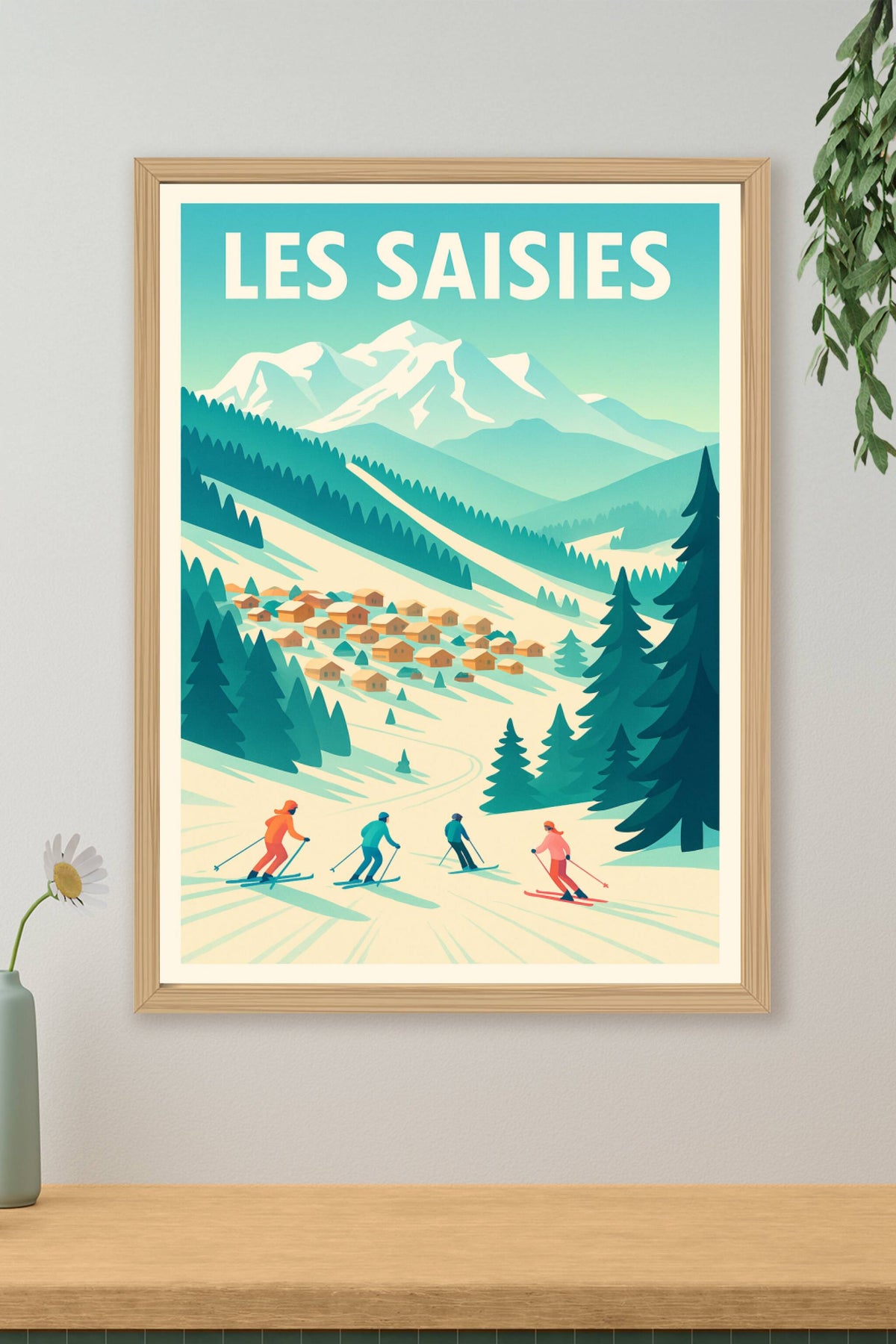 Affiche Les Saisies — Évasion hivernale au cœur des Alpes · poster d'art de Les Saisies