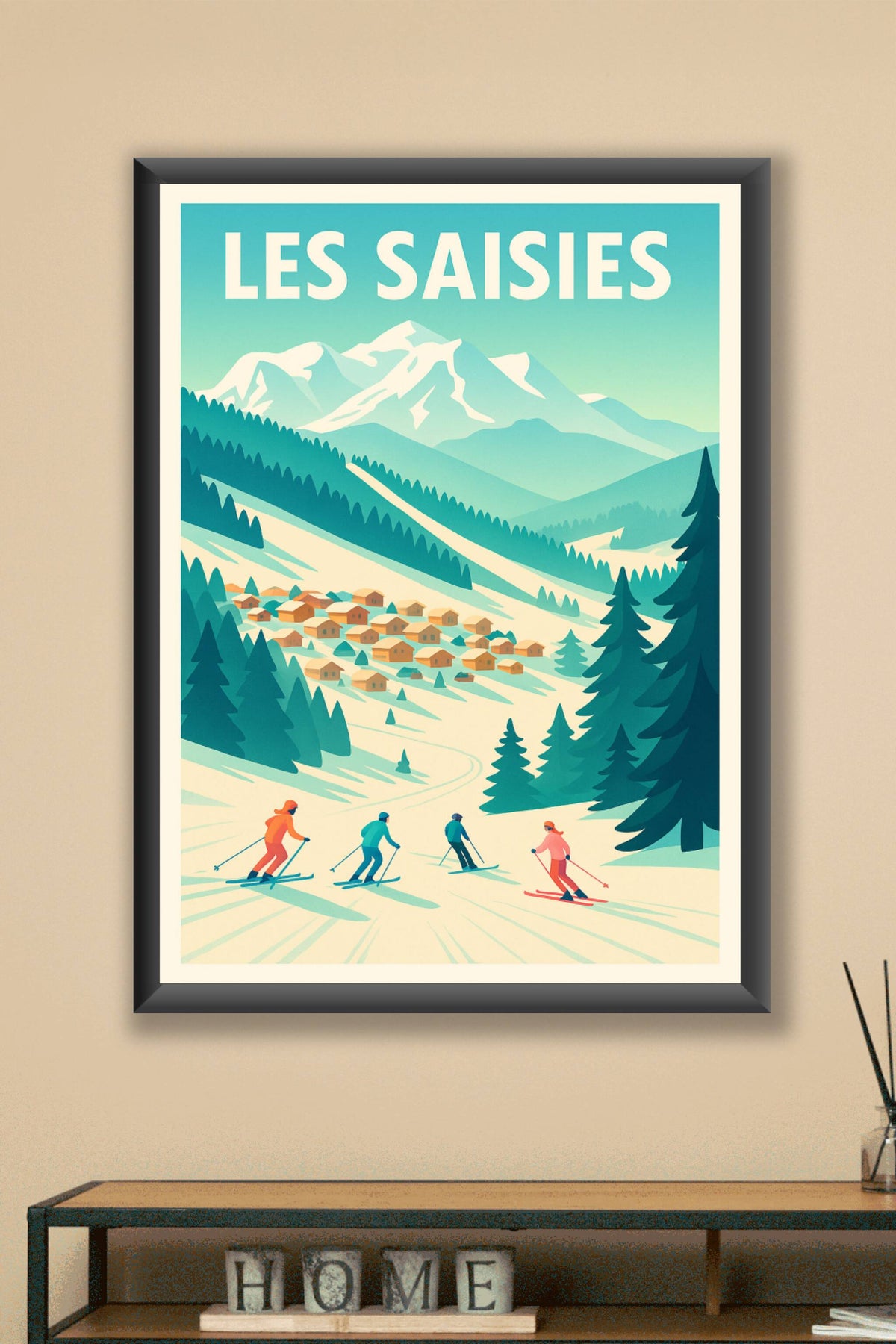Affiche Les Saisies — Évasion hivernale au cœur des Alpes · poster d'art de Les Saisies