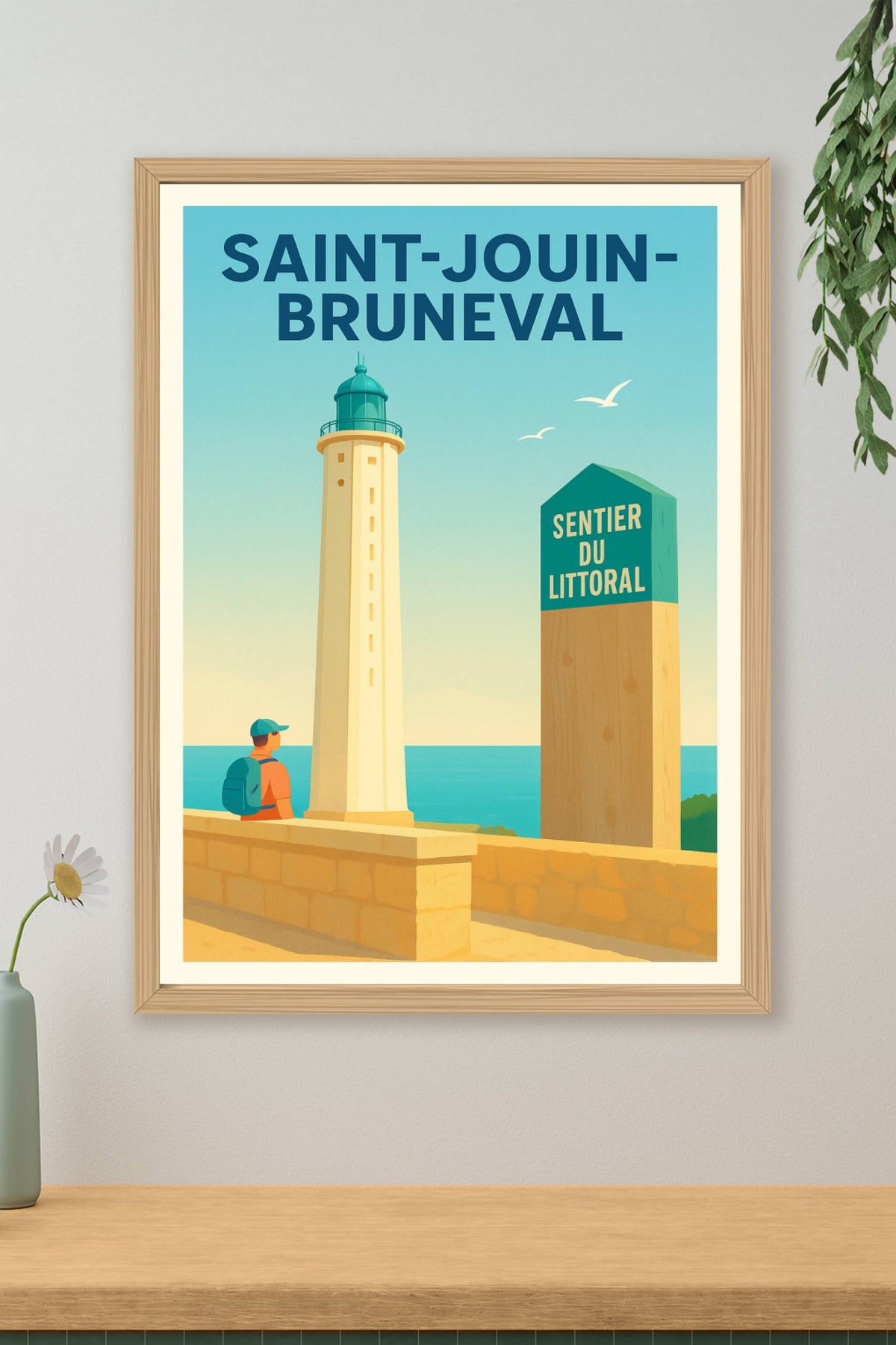 Affiche Saint-Jouin-Bruneval — Évasion au bord du Sentier du Littoral · poster d'art de Saint-Jouin-Bruneval