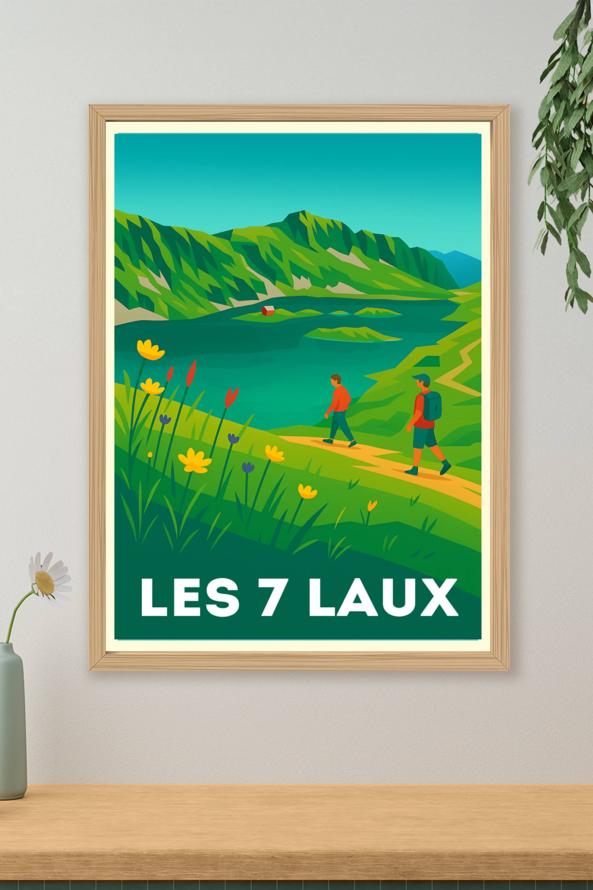Affiche de Les Sept Laux - Invitation à la randonnée en montagne