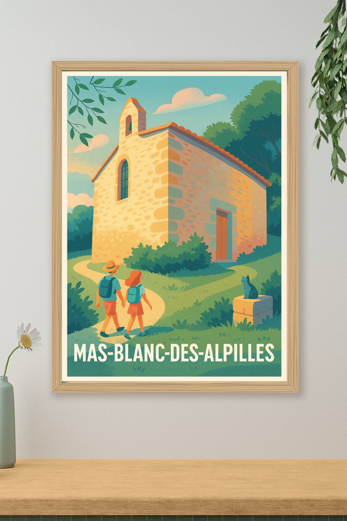 Affiche Mas-Blanc-des-Alpilles — Escapade bucolique au cœur de la Provence · poster d'art de Mas-Blanc-des-Alpilles