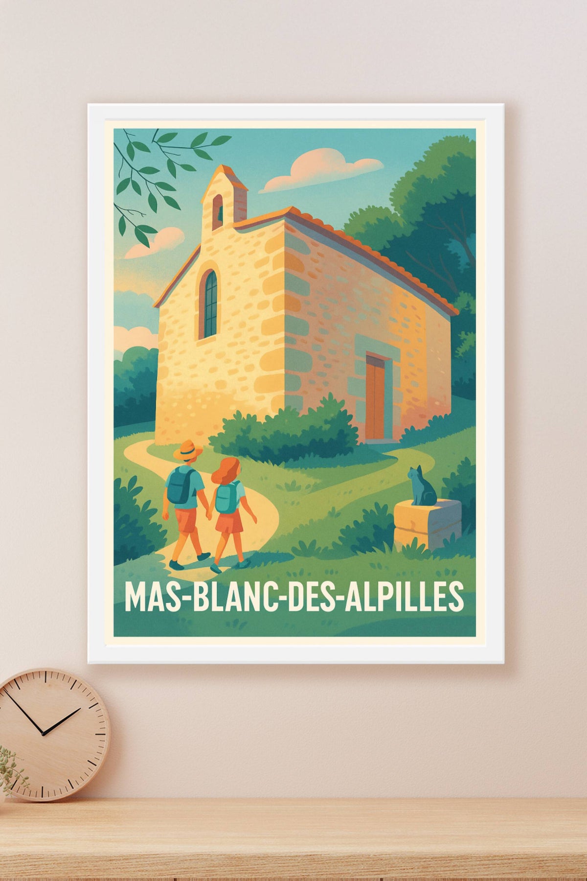 Affiche Mas-Blanc-des-Alpilles — Escapade bucolique au cœur de la Provence · poster d'art de Mas-Blanc-des-Alpilles