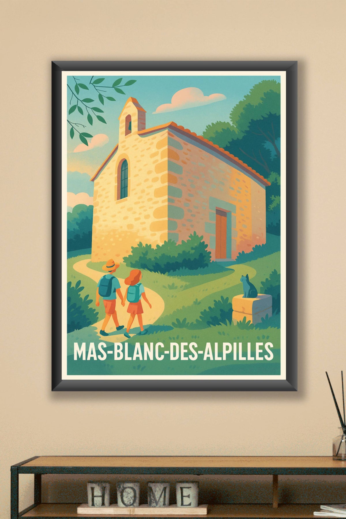 Affiche Mas-Blanc-des-Alpilles — Escapade bucolique au cœur de la Provence · poster d'art de Mas-Blanc-des-Alpilles