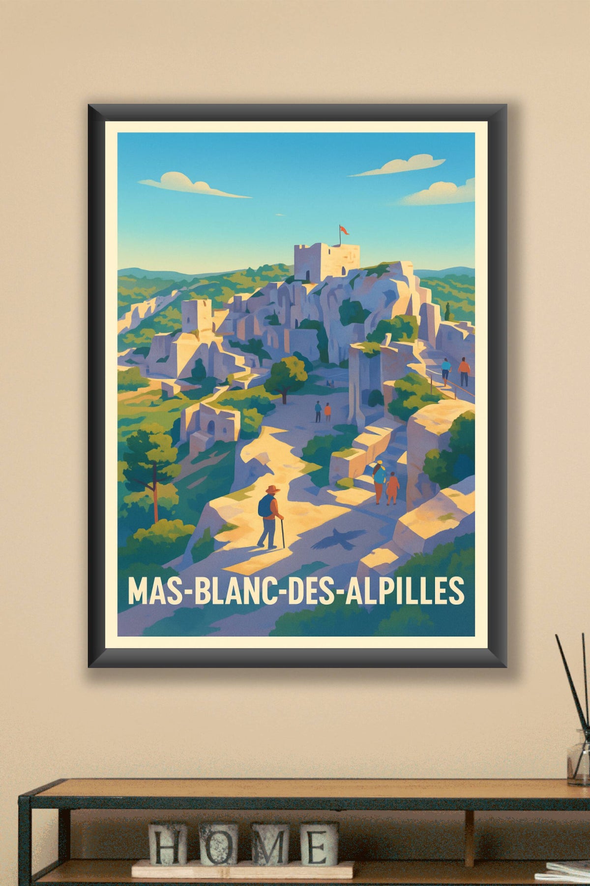 Affiche Mas-Blanc-des-Alpilles — Voyage au cœur des ruines historiques · poster d'art de Mas-Blanc-des-Alpilles