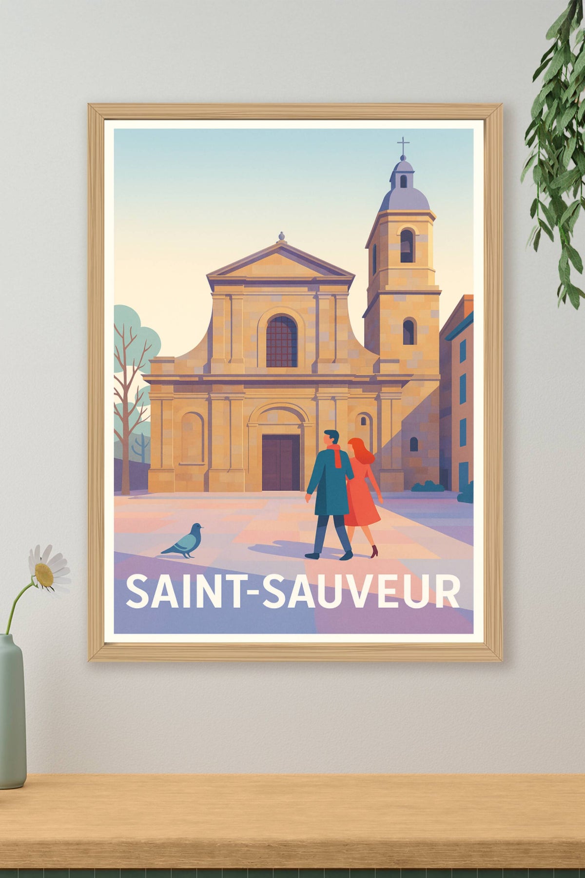 Affiche Saint-Sauveur — Une balade romantique au cœur de l'histoire · poster d'art de Saint-Sauveur