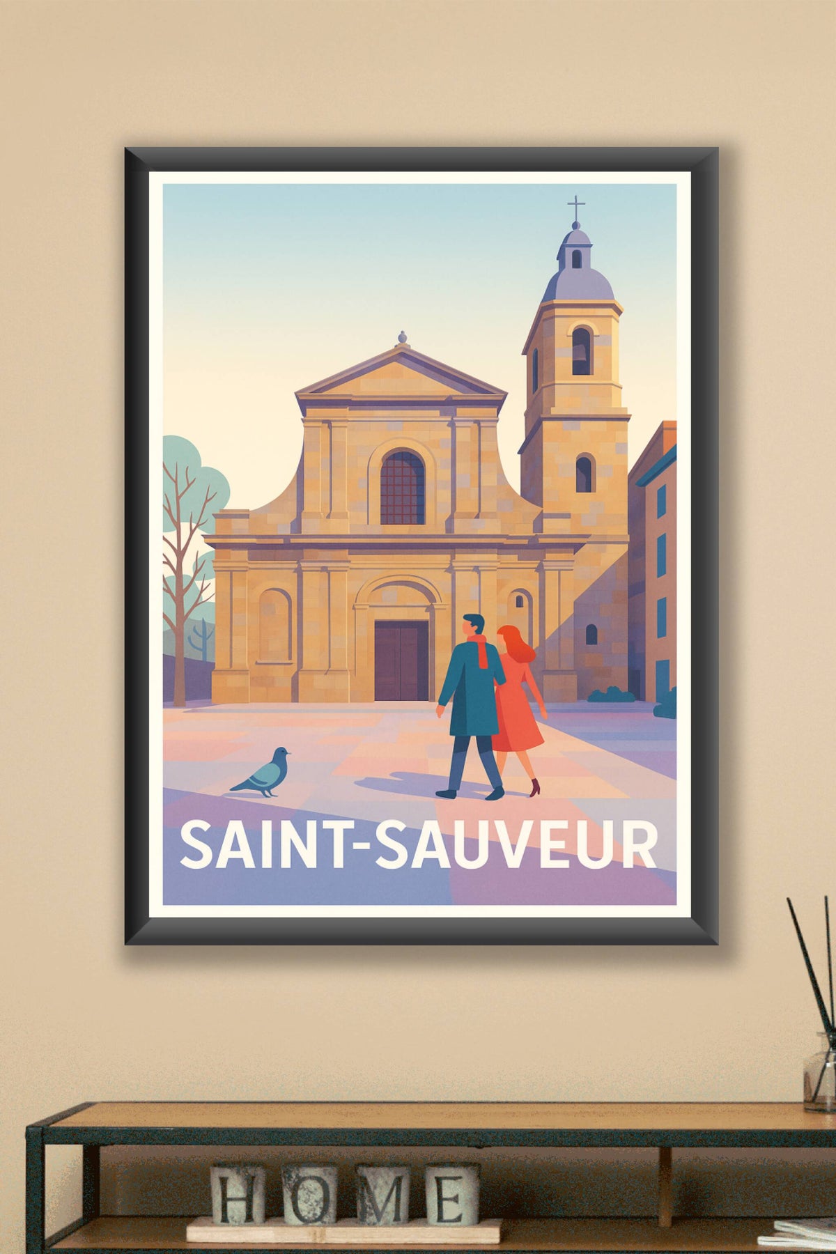 Affiche Saint-Sauveur — Une balade romantique au cœur de l'histoire · poster d'art de Saint-Sauveur