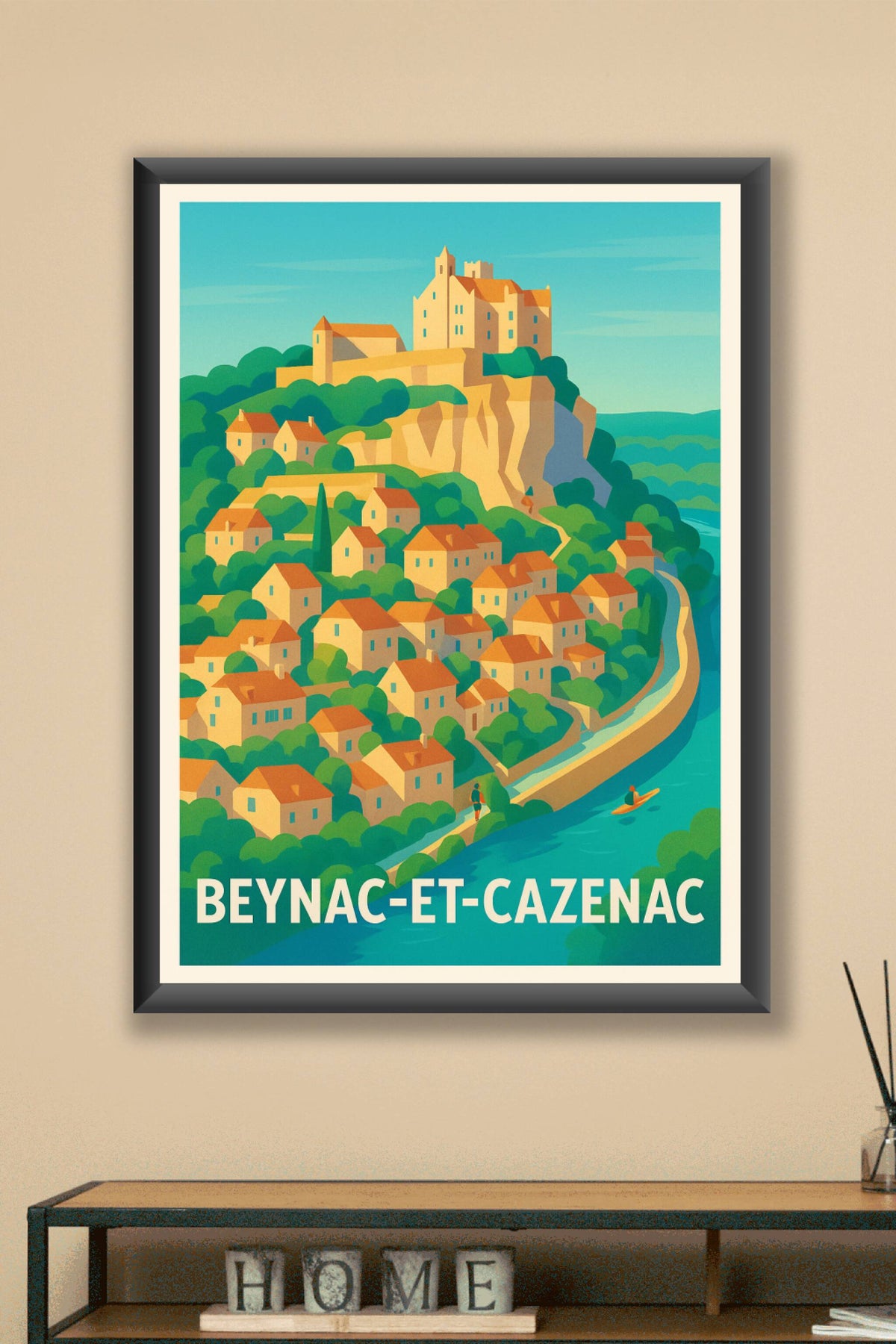 Affiche Beynac-et-Cazenac — Un village médiéval au charme intemporel · poster d'art de Beynac-et-Cazenac