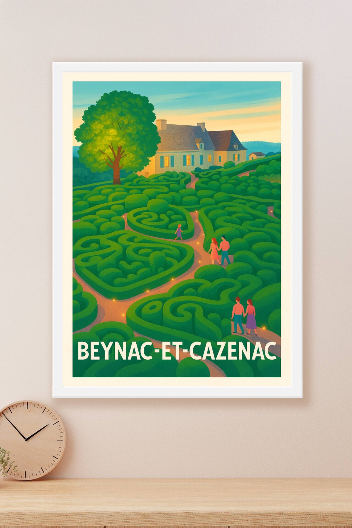 Affiche Beynac-et-Cazenac — Flânerie dans le jardin des merveilles · poster d'art de Beynac-et-Cazenac
