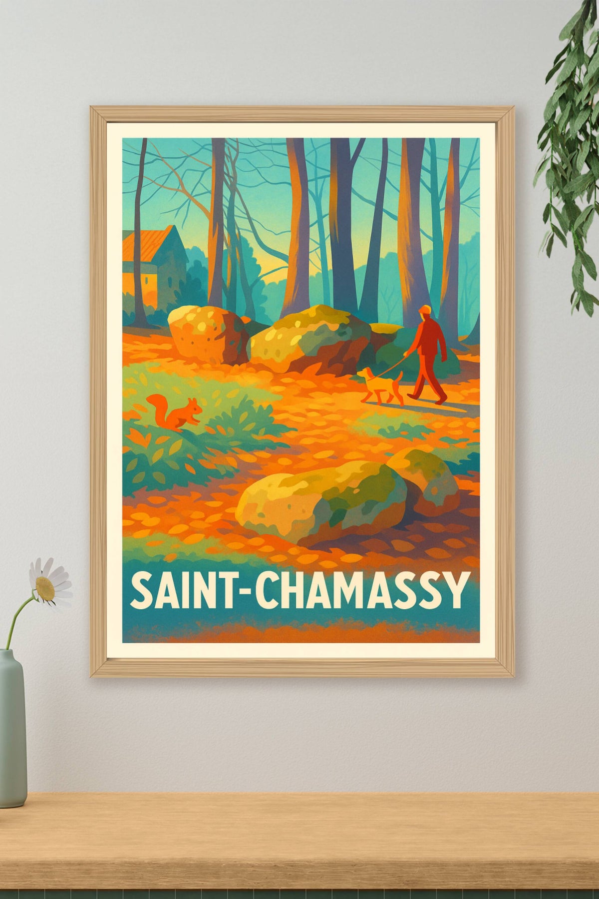 Affiche Saint-Chamassy — Promenade paisible en forêt d'automne · poster d'art de Saint-Chamassy