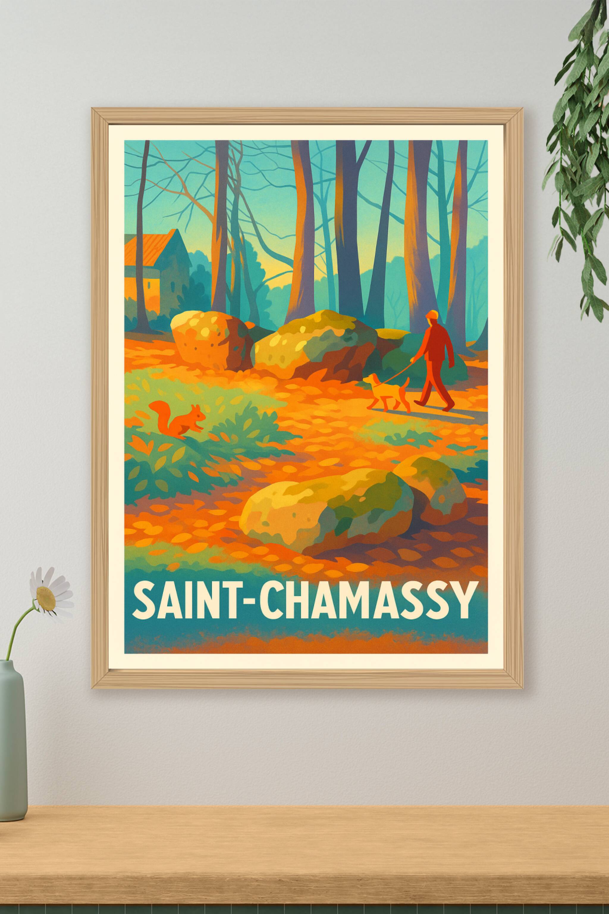 Affiche de Saint-Chamassy - Promenade paisible en forêt d'automne