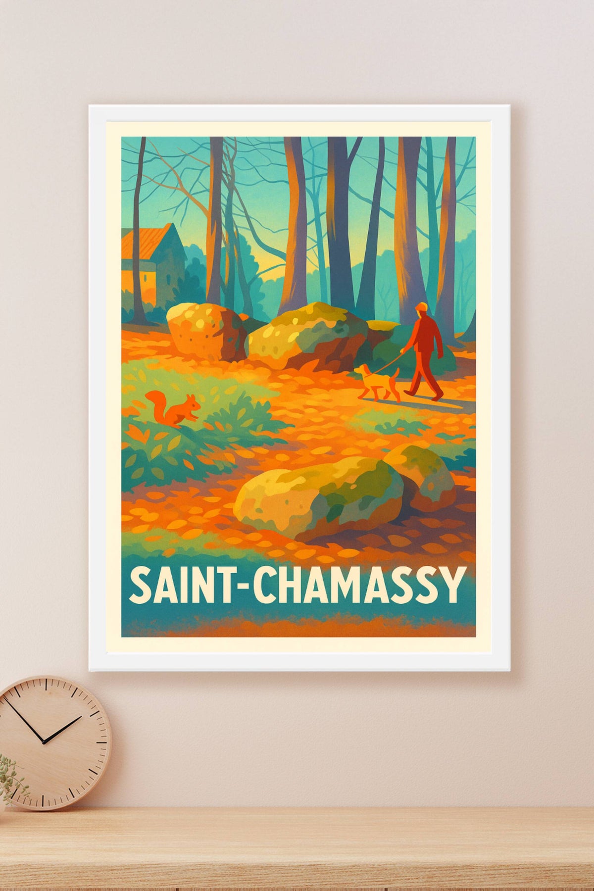 Affiche Saint-Chamassy — Promenade paisible en forêt d'automne · poster d'art de Saint-Chamassy