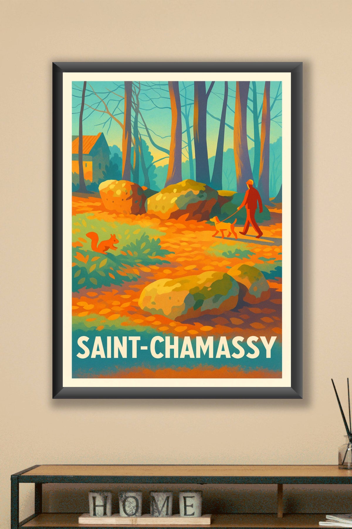 Affiche Saint-Chamassy — Promenade paisible en forêt d'automne · poster d'art de Saint-Chamassy
