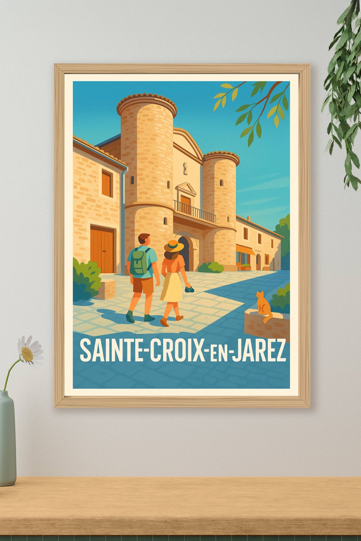 Affiche Sainte-Croix-en-Jarez — Charmante balade au cœur du village médiéval · poster d'art de Sainte-Croix-en-Jarez