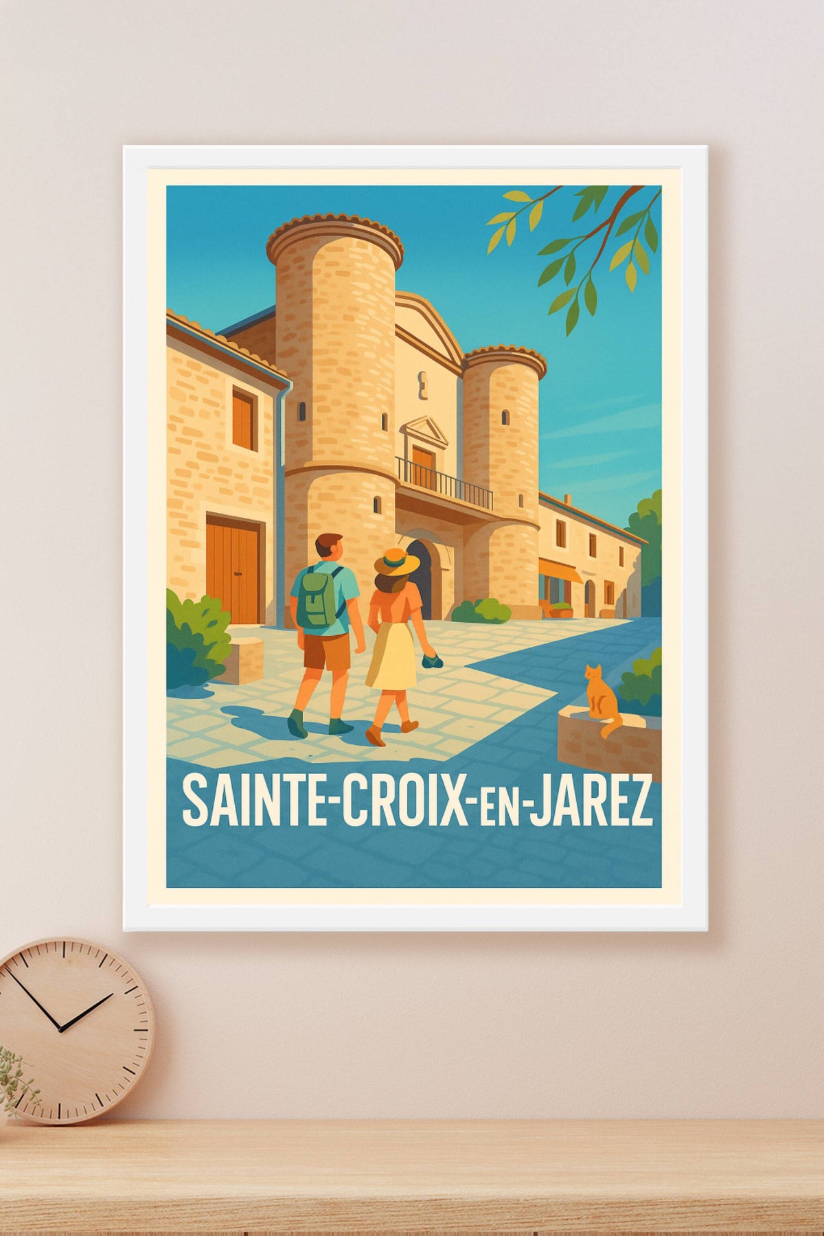 Affiche Sainte-Croix-en-Jarez — Charmante balade au cœur du village médiéval · poster d'art de Sainte-Croix-en-Jarez