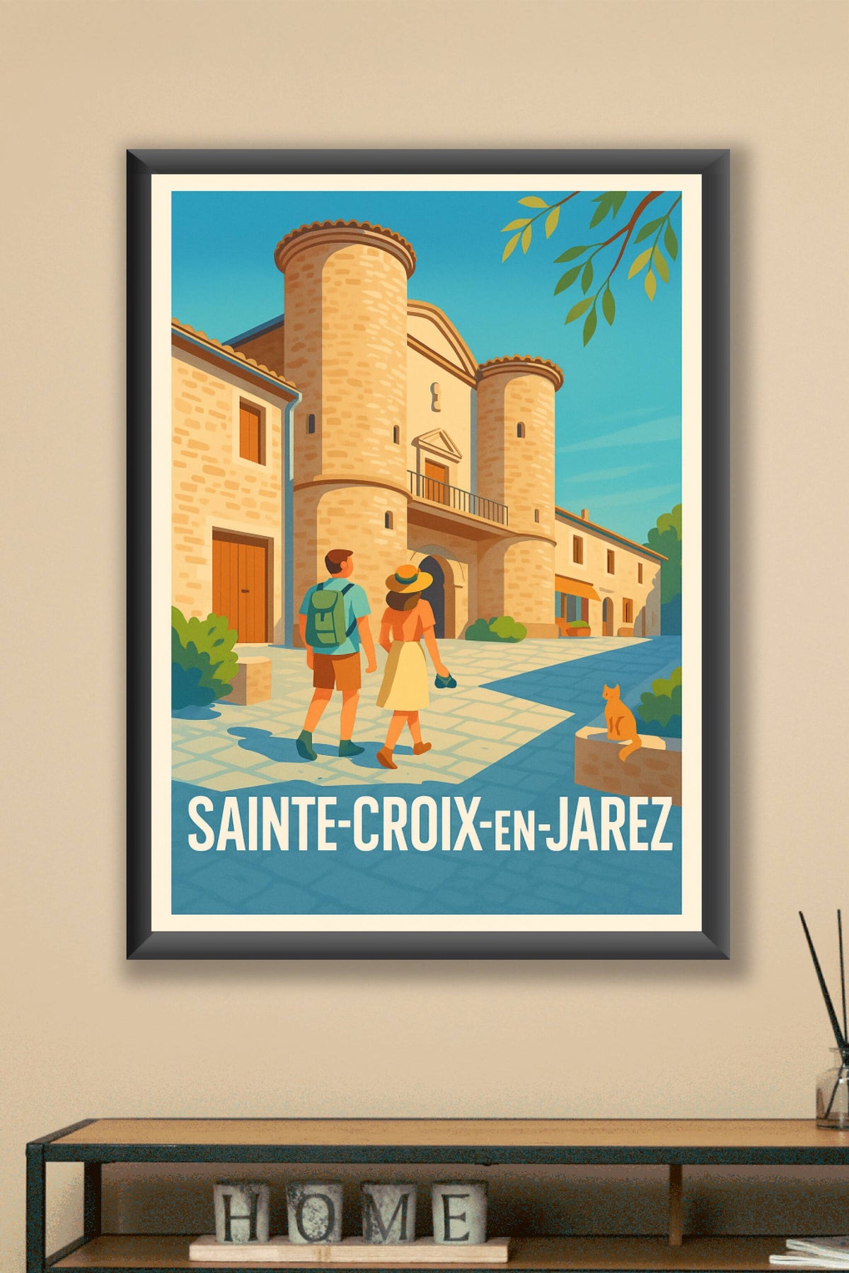 Affiche Sainte-Croix-en-Jarez — Charmante balade au cœur du village médiéval · poster d'art de Sainte-Croix-en-Jarez