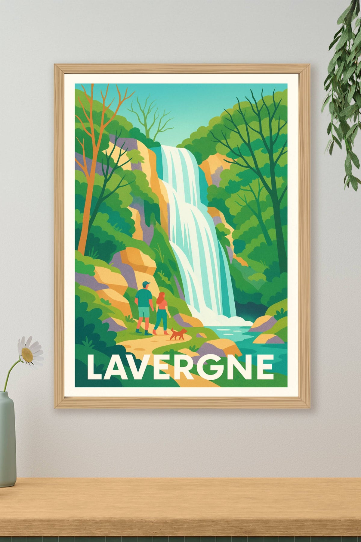 Affiche Lavergne — Évasion Nature au Pied de la Cascade · poster d'art de Lavergne
