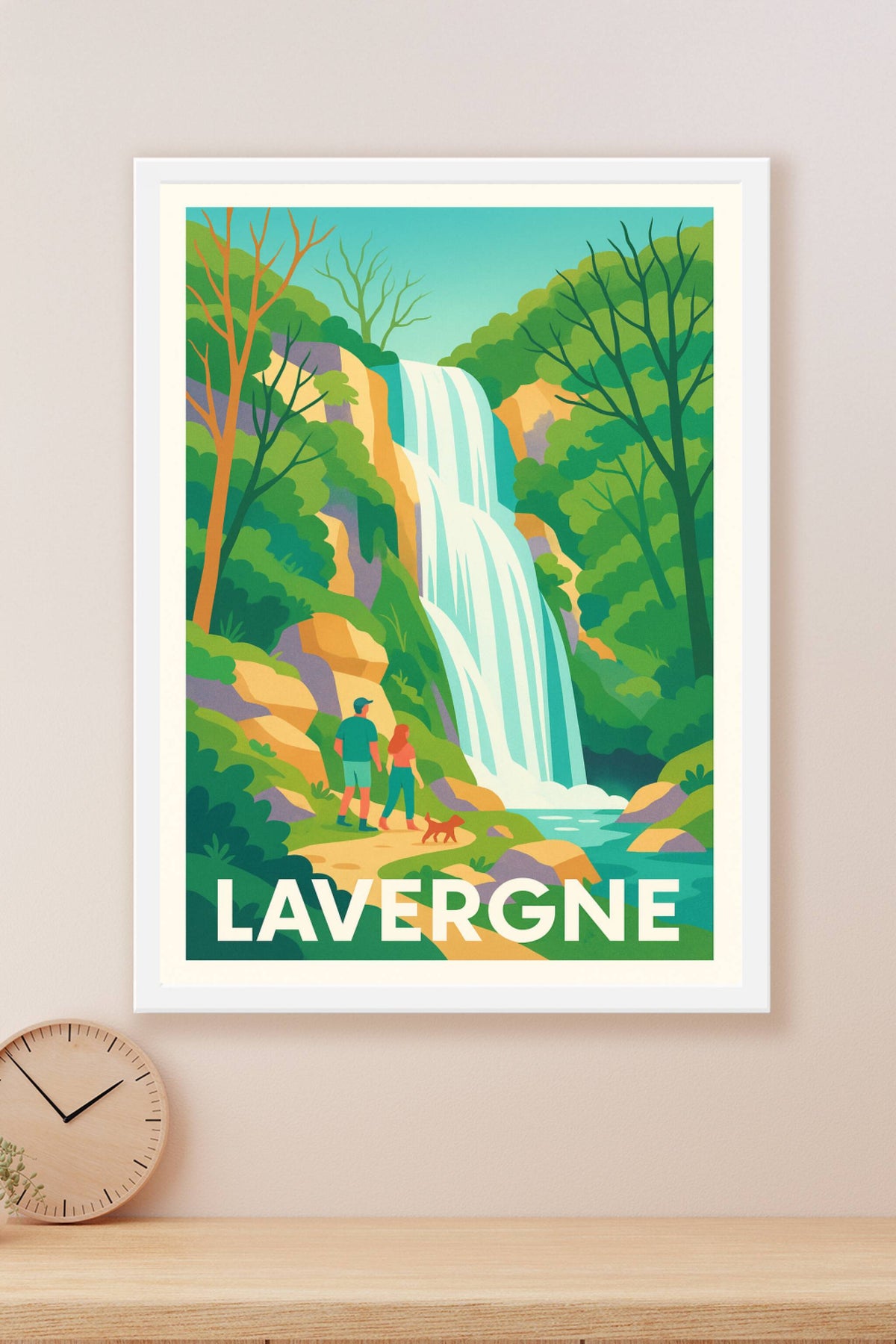 Affiche Lavergne — Évasion Nature au Pied de la Cascade · poster d'art de Lavergne