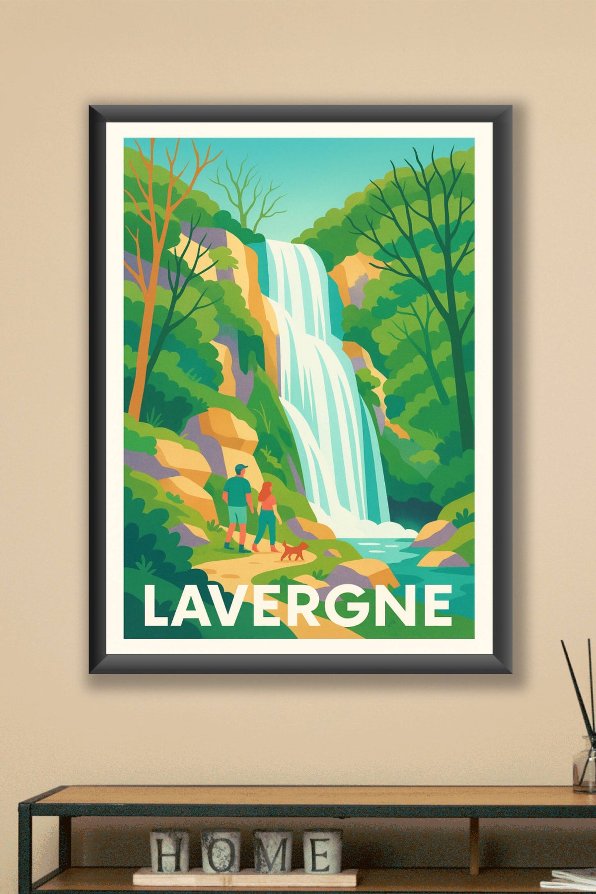 Affiche Lavergne — Évasion Nature au Pied de la Cascade · poster d'art de Lavergne