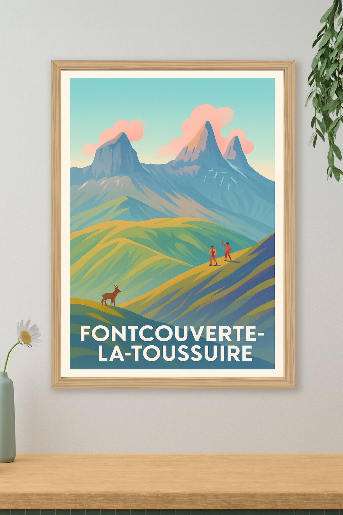 Affiche Fontcouverte-la-Toussuire — Invitation à l'aventure en montagne · poster d'art de Fontcouverte-la-Toussuire