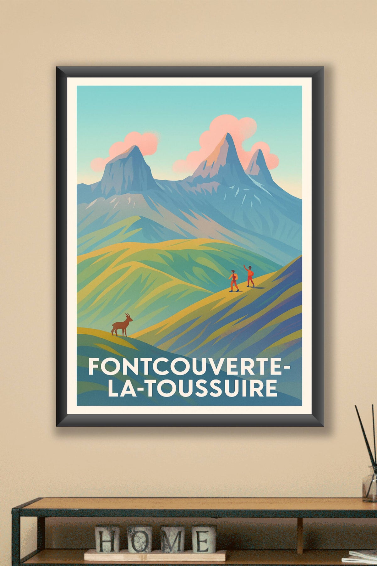Affiche Fontcouverte-la-Toussuire — Invitation à l'aventure en montagne · poster d'art de Fontcouverte-la-Toussuire