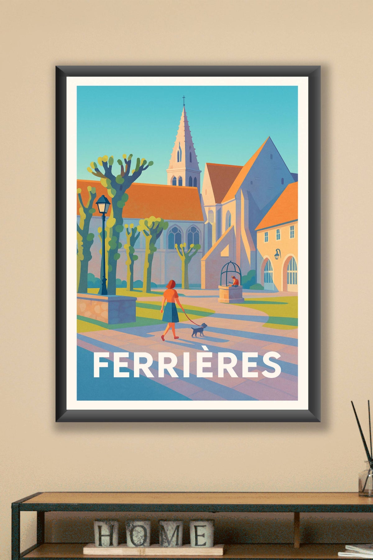 Affiche Ferrières — Harmonie paisible en village · poster d'art de Ferrières