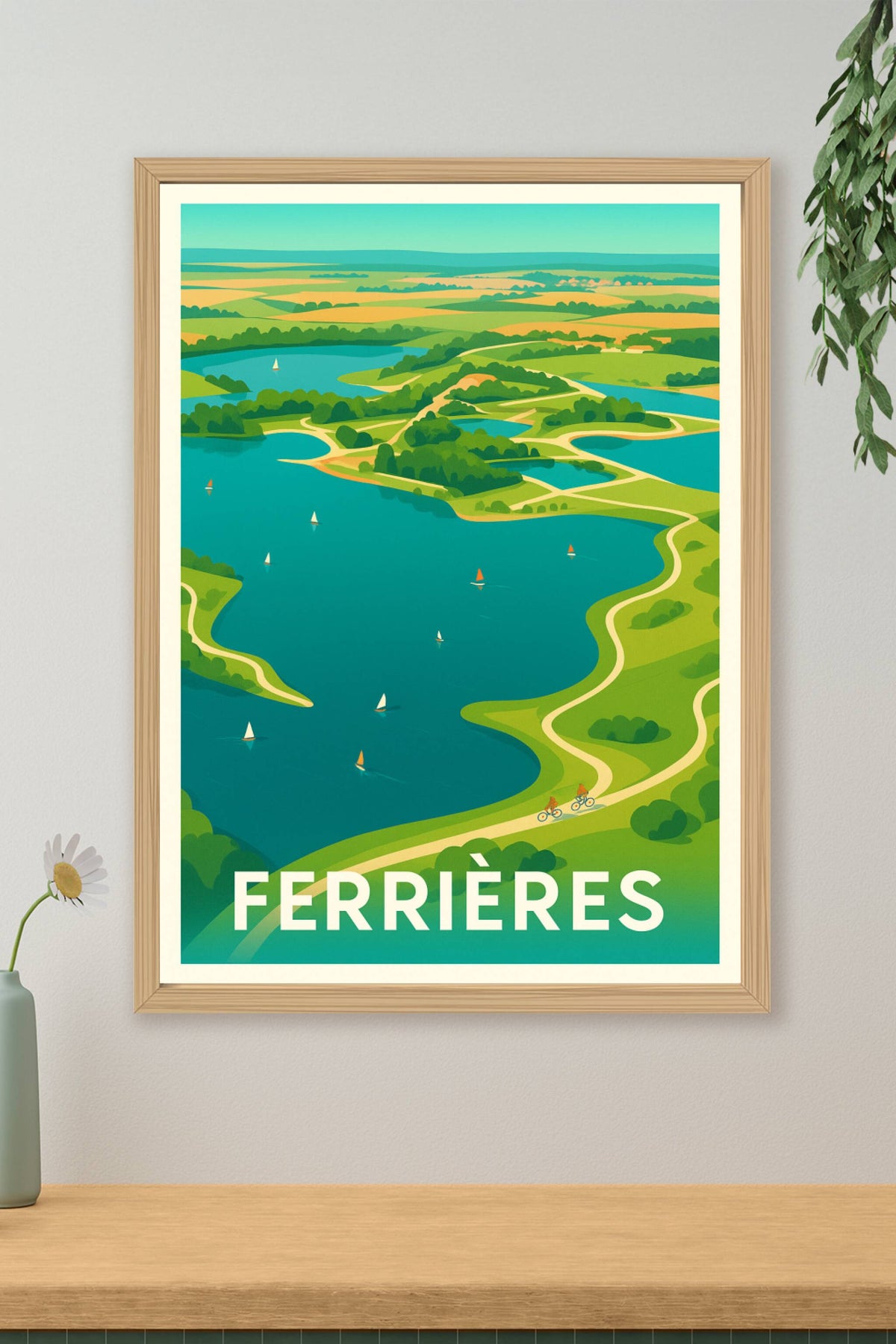 Affiche Ferrières — Évasion nature et loisirs au fil de l'eau · poster d'art de Ferrières