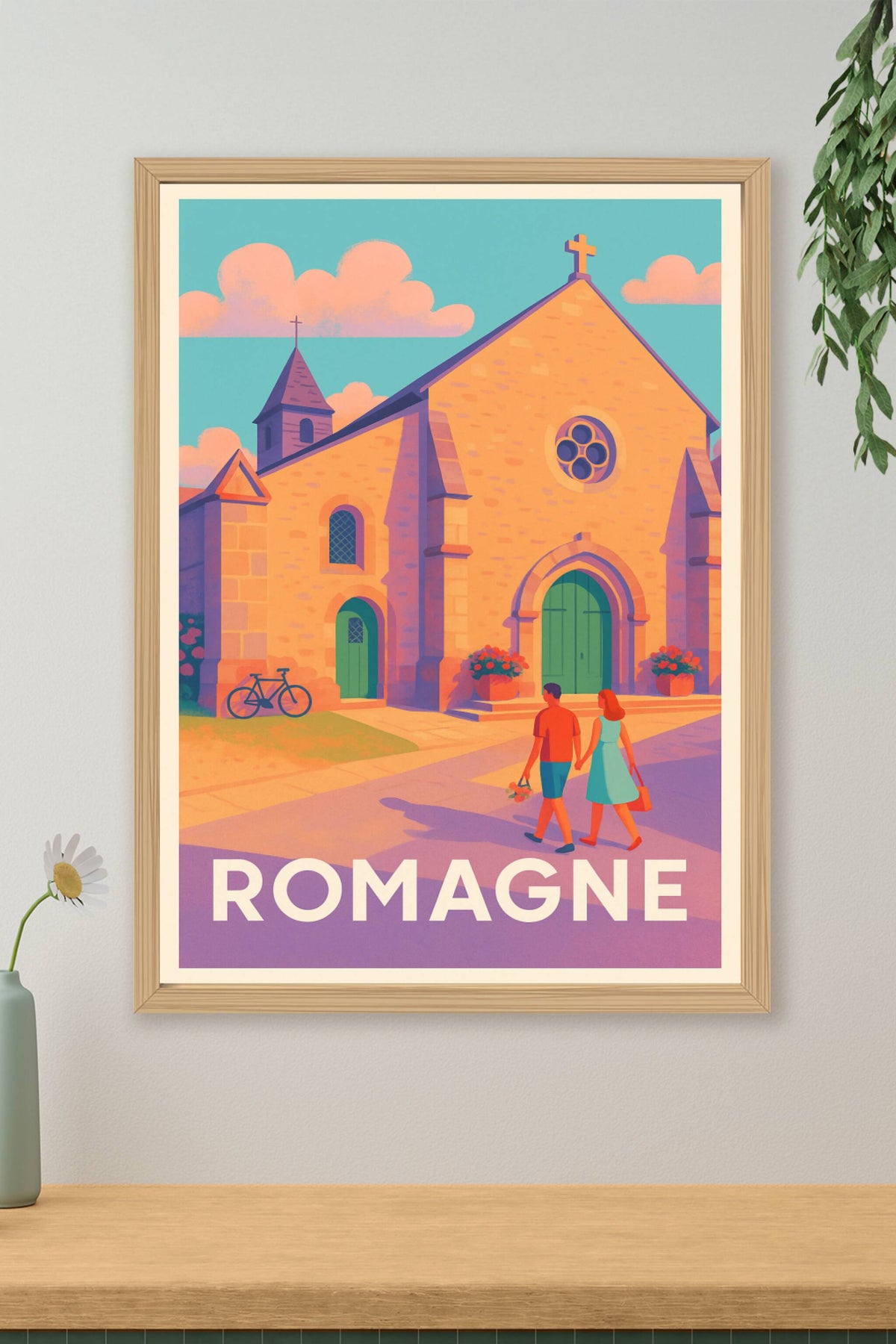 Affiche Romagne — Douceur et charme d'une escapade romantique · poster d'art de Romagne