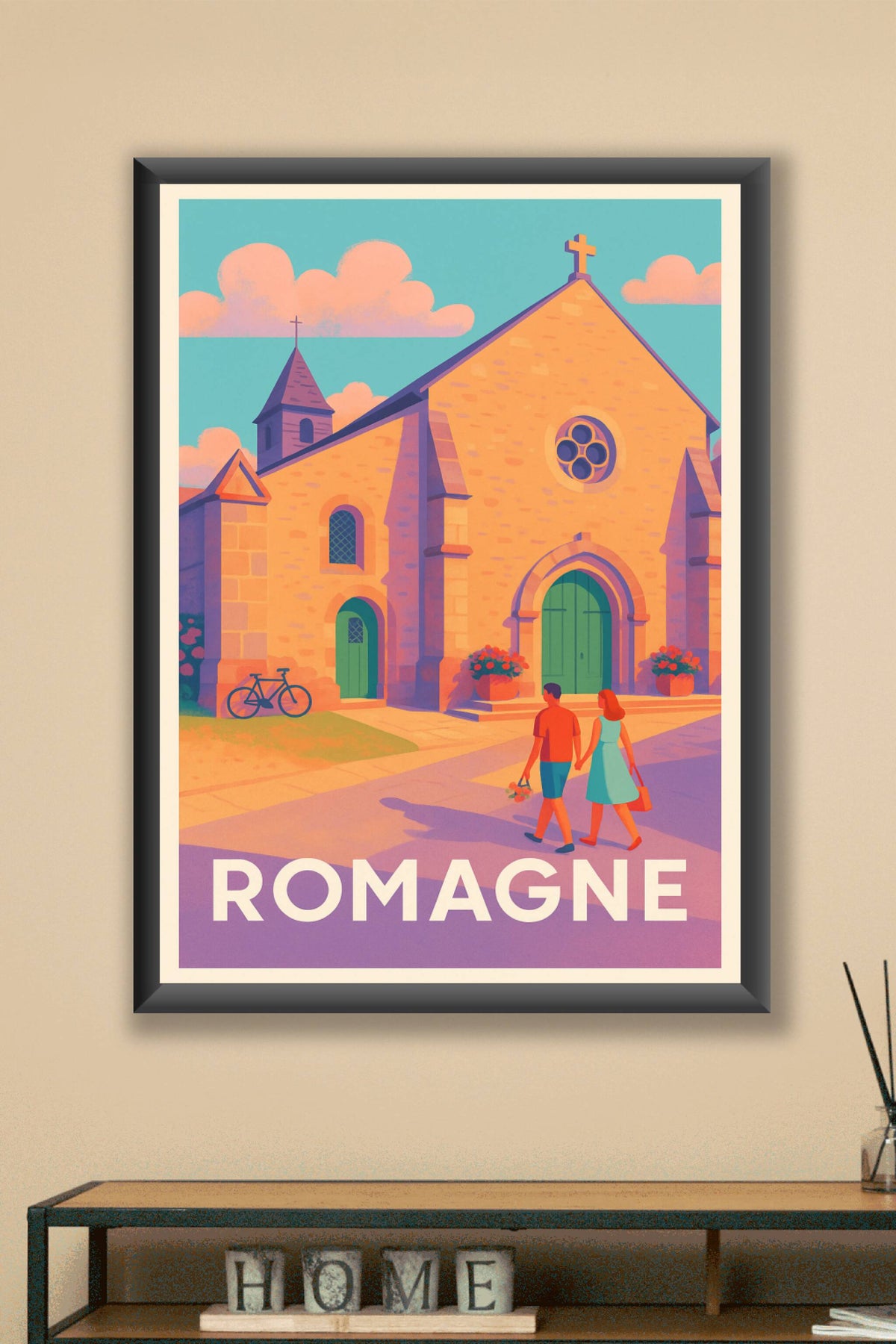 Affiche Romagne — Douceur et charme d'une escapade romantique · poster d'art de Romagne