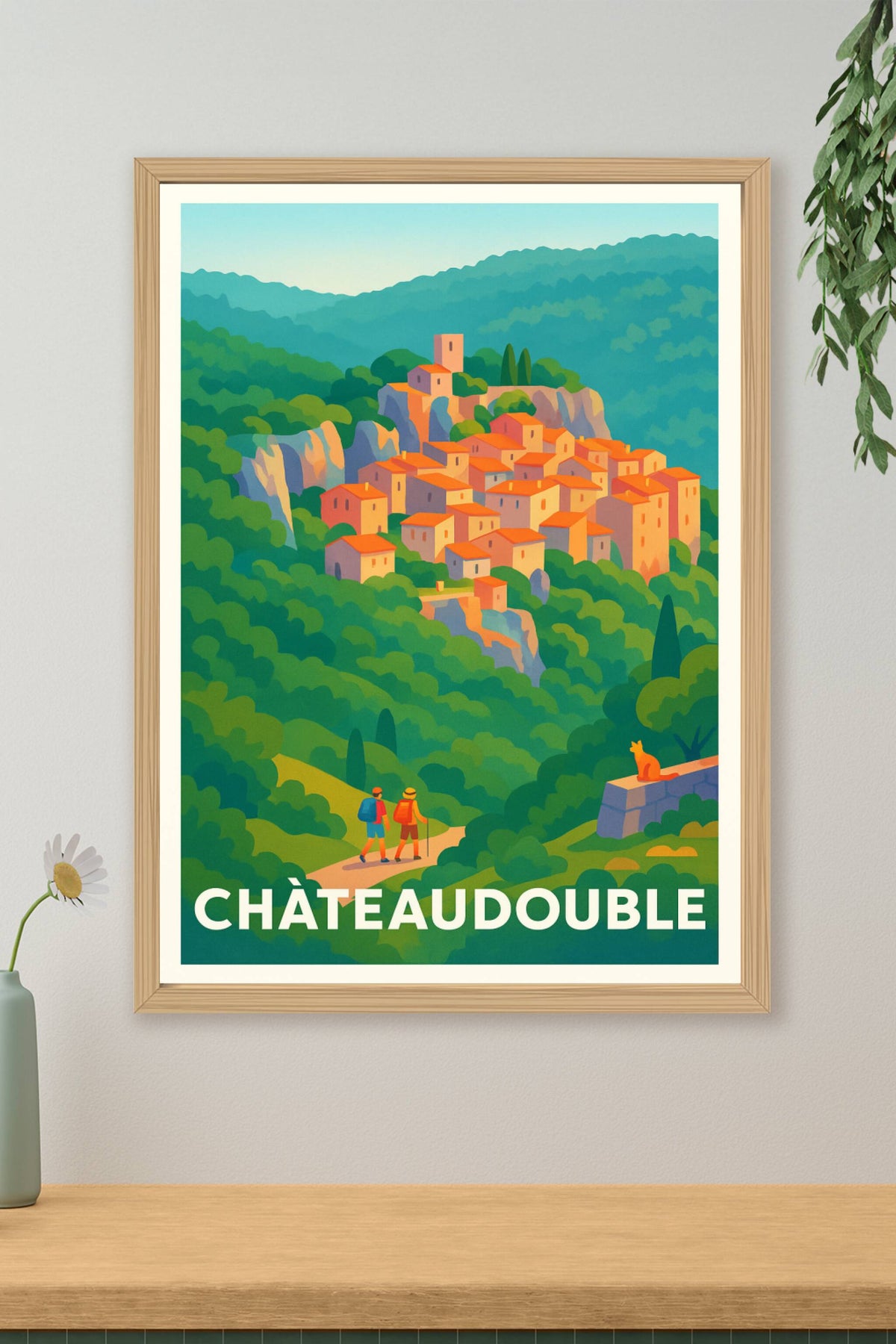 Affiche Châteaudouble — Évasion naturelle et village perché · poster d'art de Châteaudouble