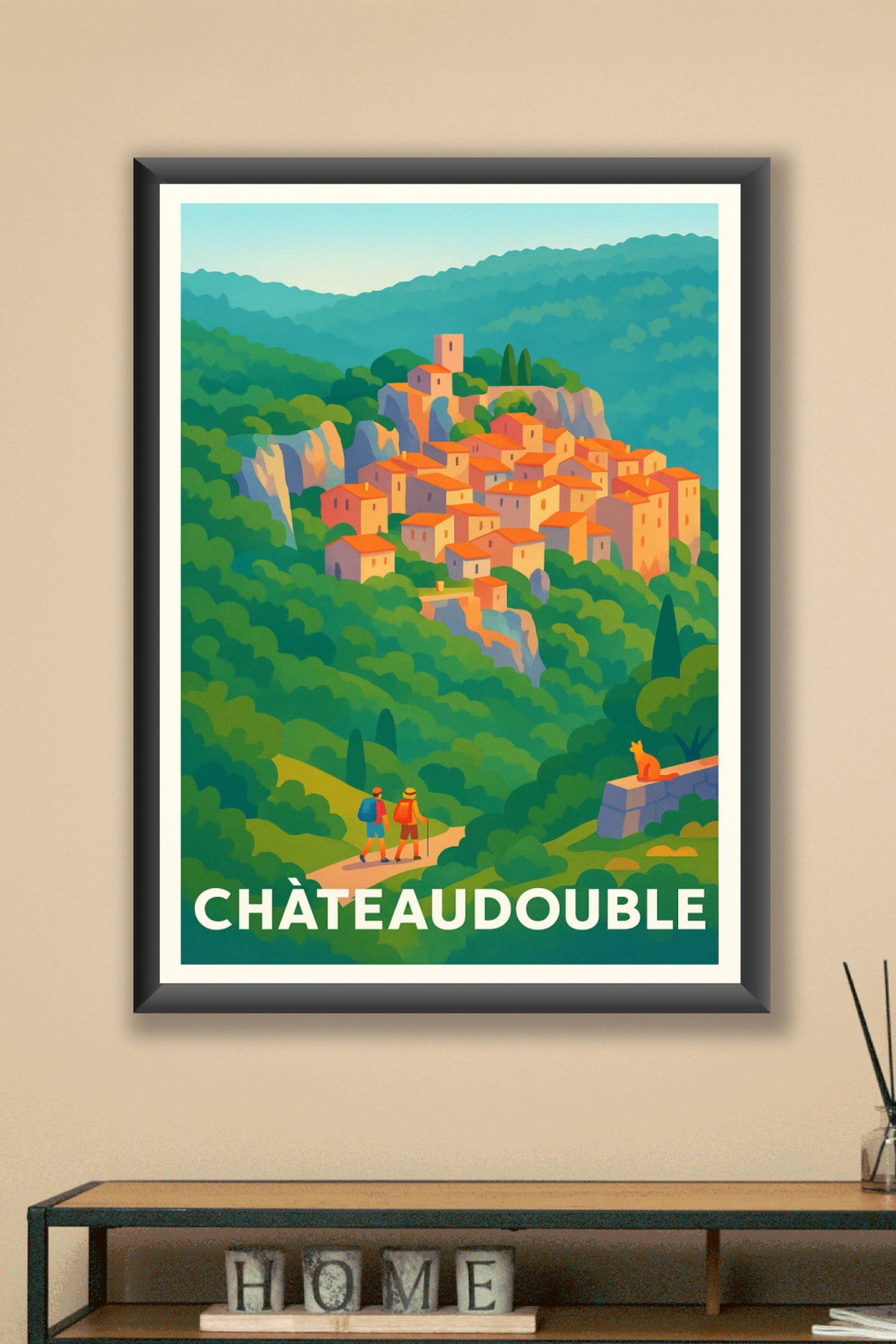 Affiche Châteaudouble — Évasion naturelle et village perché · poster d'art de Châteaudouble