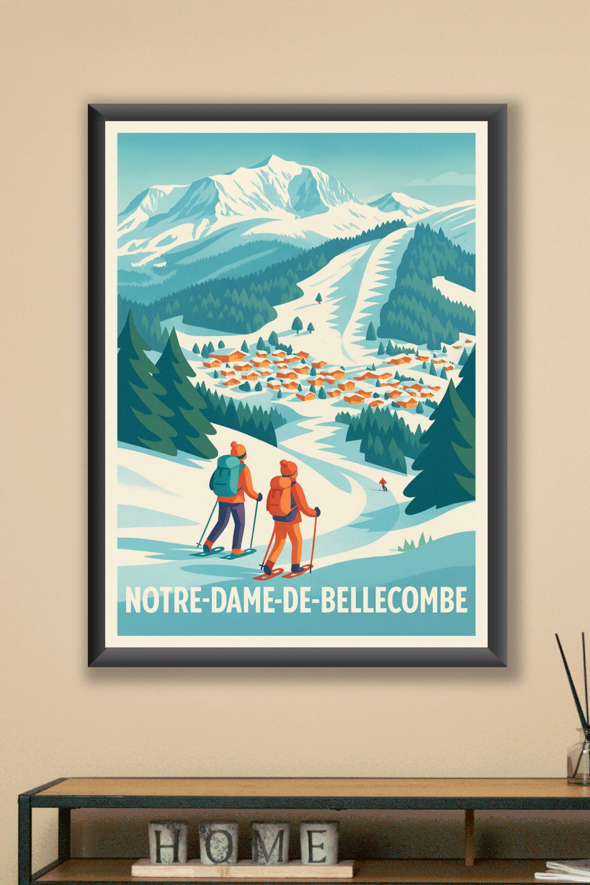 Affiche Notre-Dame-de-Bellecombe — Escapade hivernale en montagne · poster d'art de Notre-Dame-de-Bellecombe